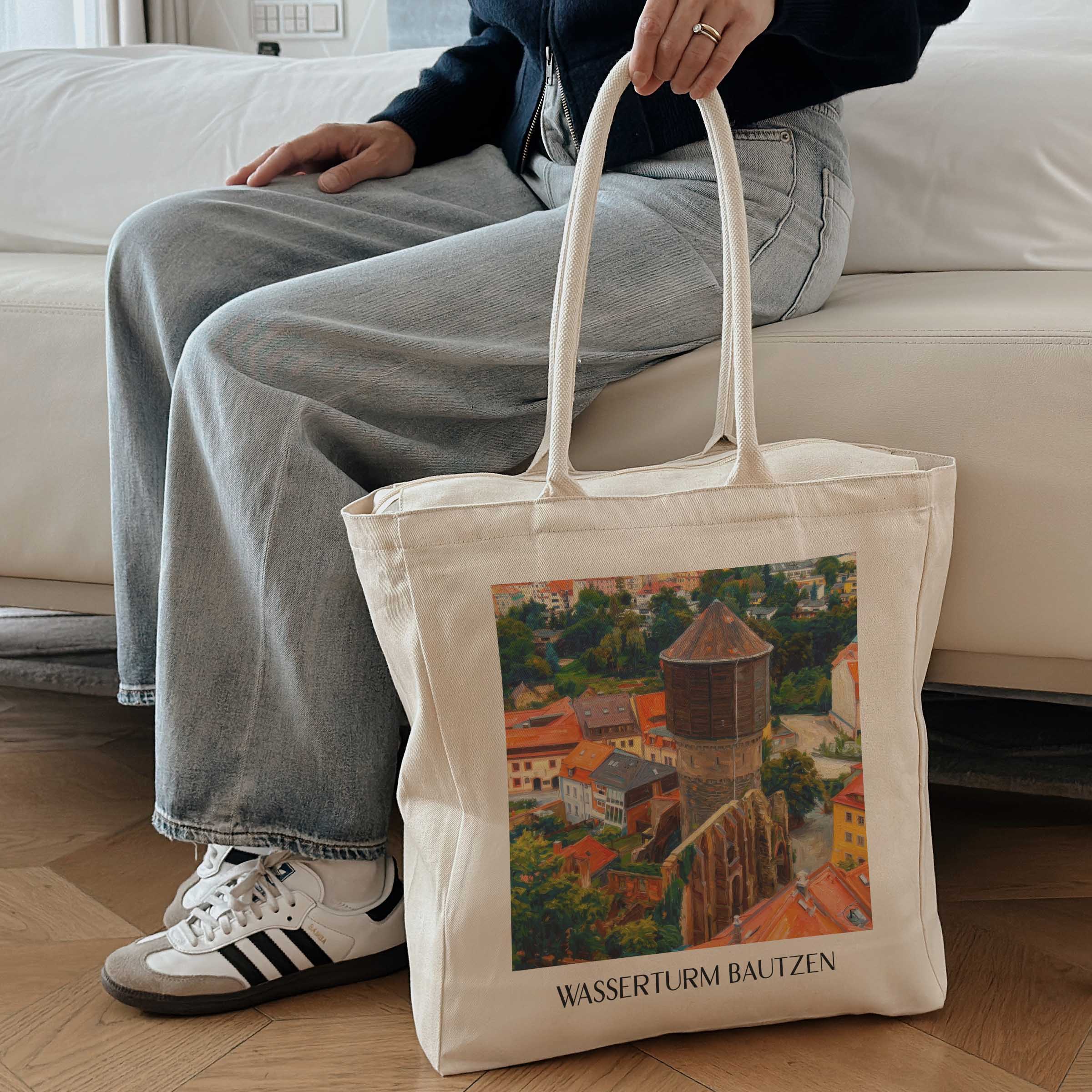 wasserturm-bautzen-deutschland-einkaufstasche-oil-painting-oelgemaelde