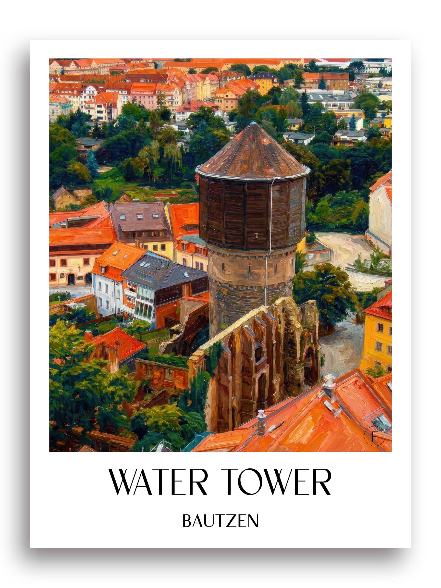 Wasserturm Poster - Bautzen - Deutschland Kunstdruck - Ölgemälde von A4 bis A1