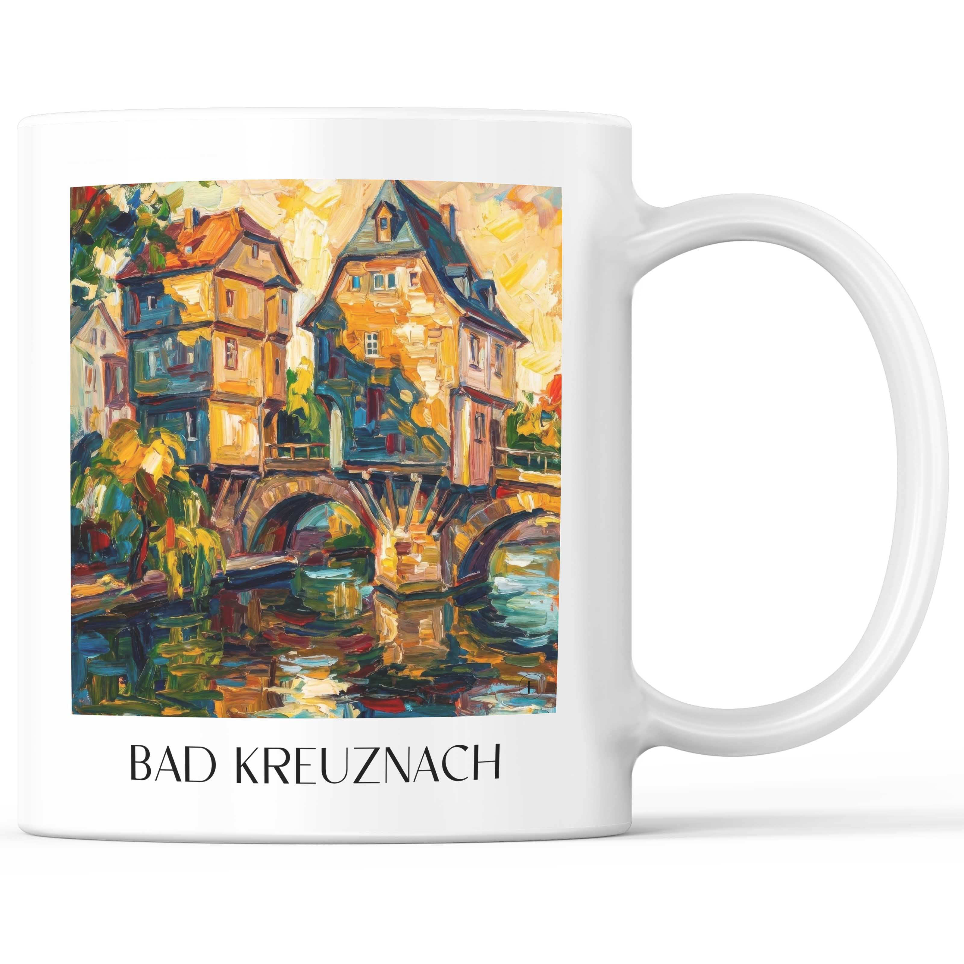 Bad Kreuznach Kaffeebecher - Rheinland-Pfalz - Deutschland Becher - Kaffeetasse im Ölgemälde Stil