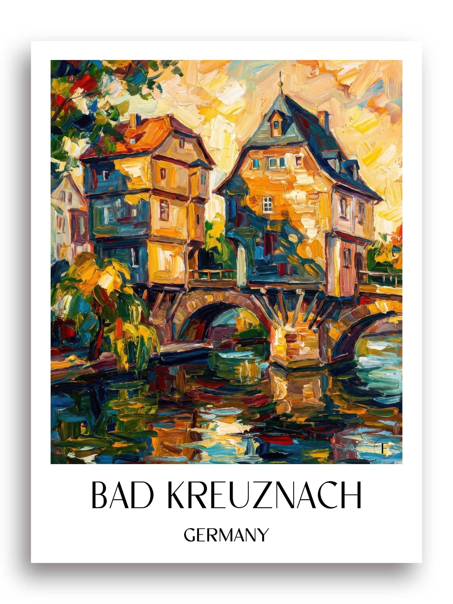 Bad Kreuznach Poster - Rheinland-Pfalz - Deutschland Kunstdruck - Ölgemälde von A4 bis A1