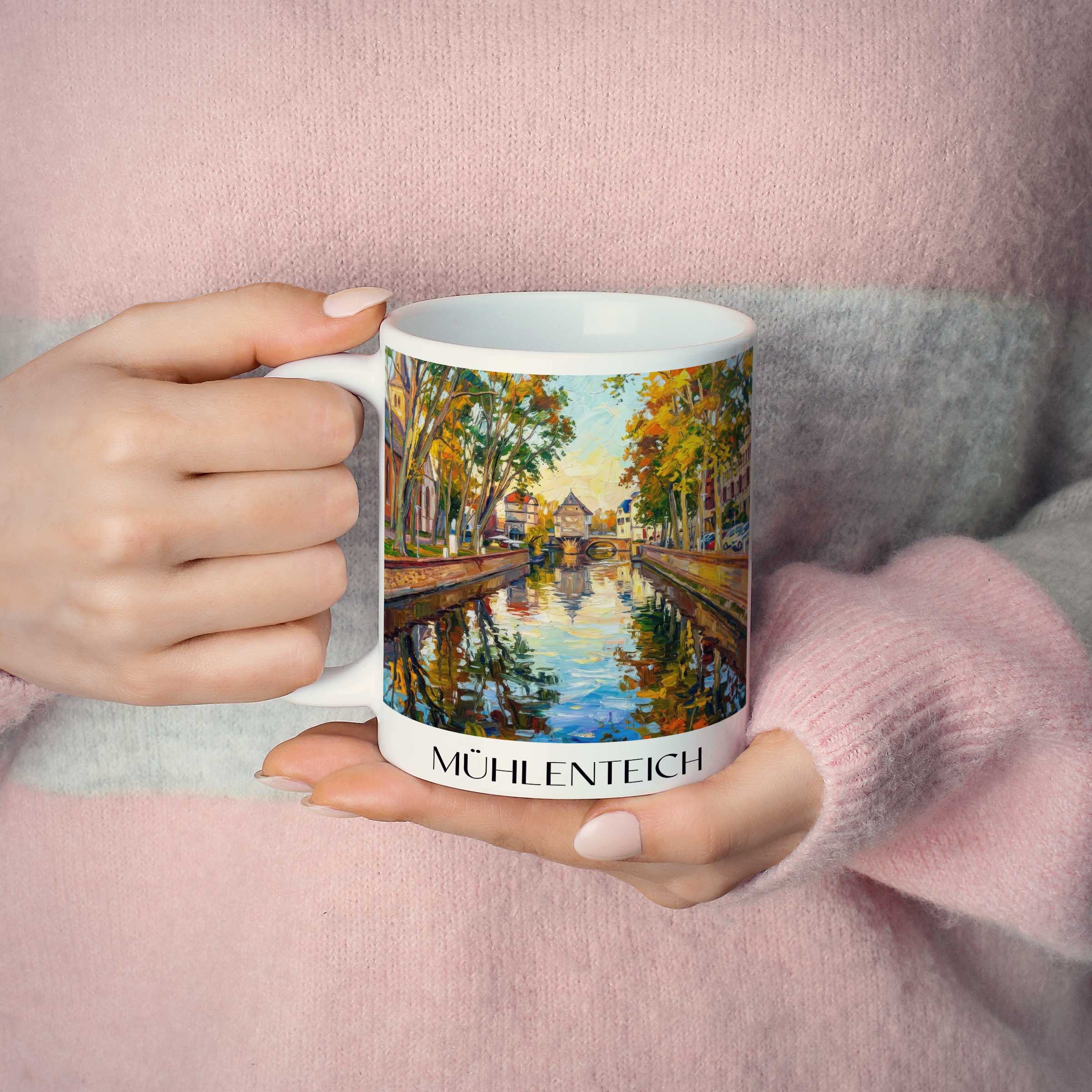 mühlenteich-bad-kreuznach-deutschland-kaffeebecher-oil-painting-oelgemaelde