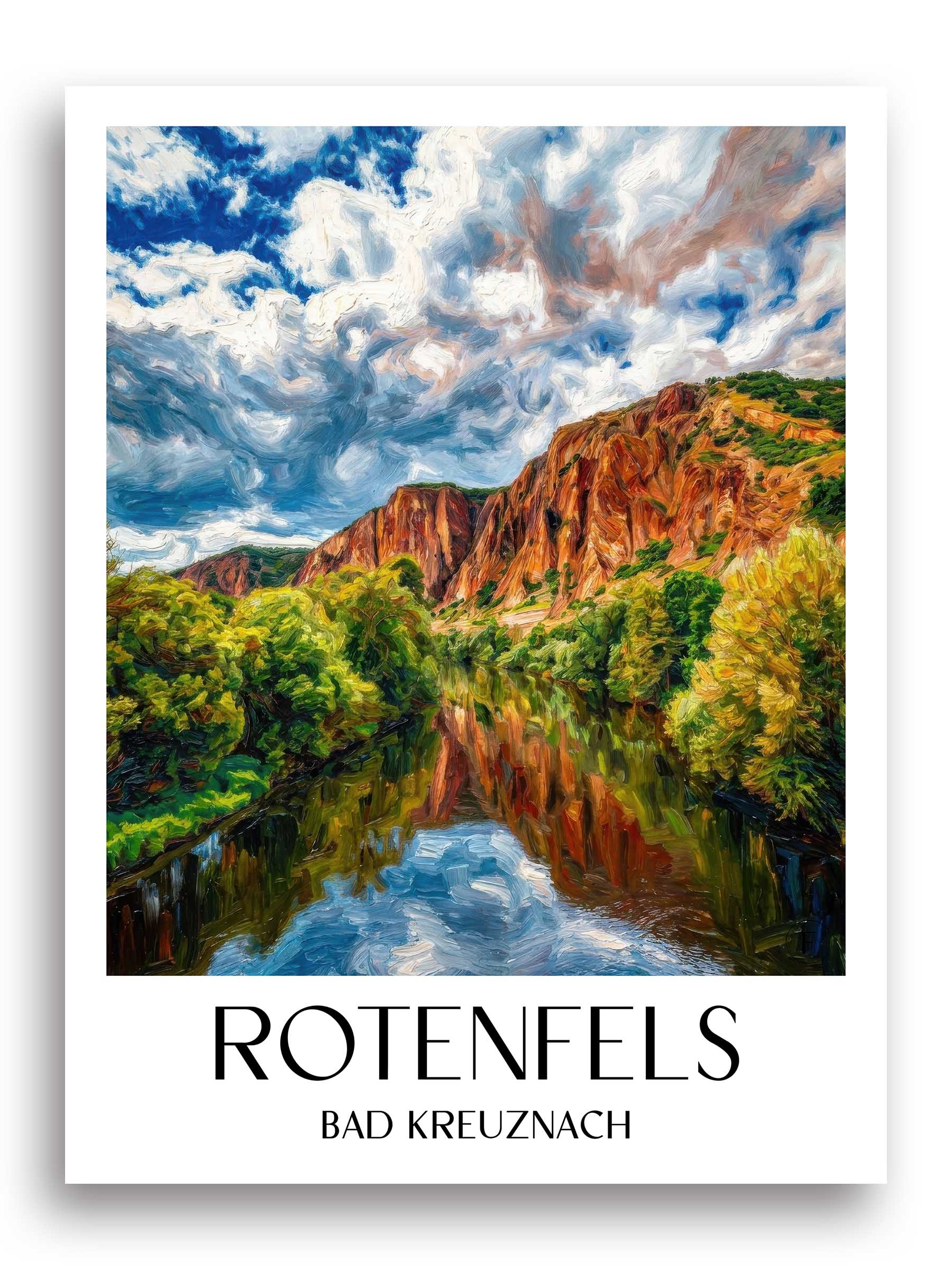 Rotenfels Poster - Bad Kreuznach - Deutschland Kunstdruck - Ölgemälde von A4 bis A1