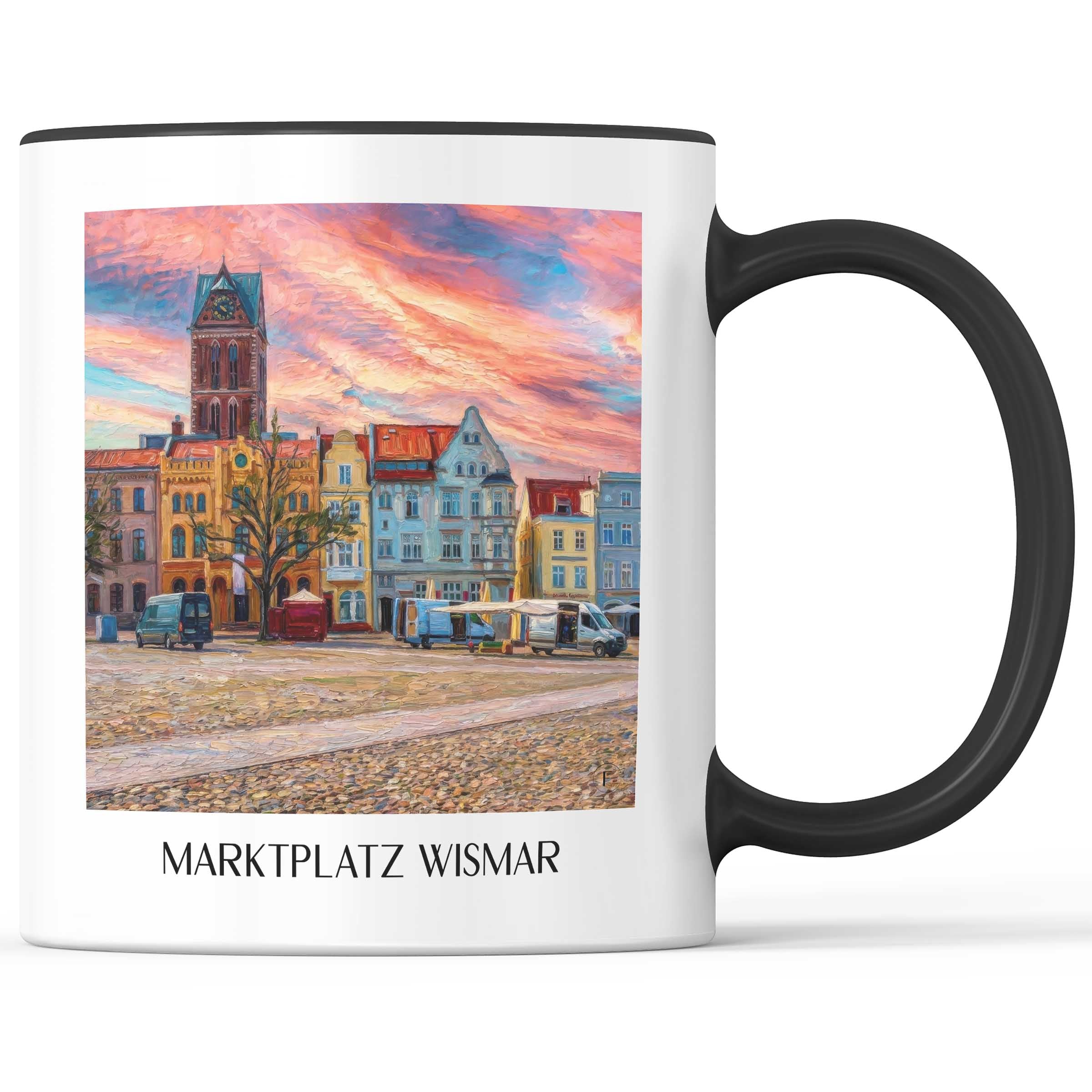 marktplatz-wismar-deutschland-kaffeebecher-oil-painting-oelgemaelde