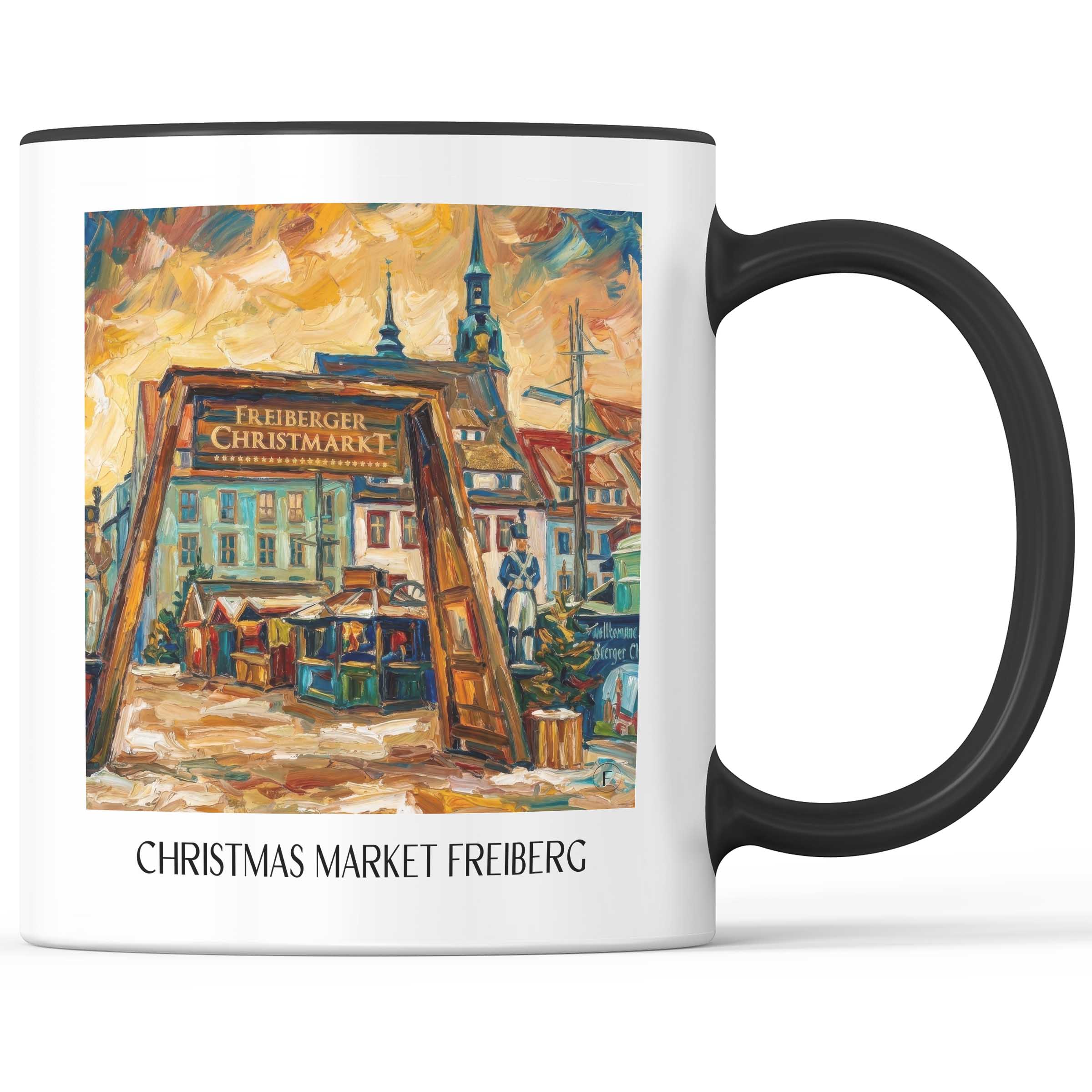 Christmarkt Kaffeebecher - Freiberg - Deutschland Becher - Kaffeetasse im Ölgemälde Stil