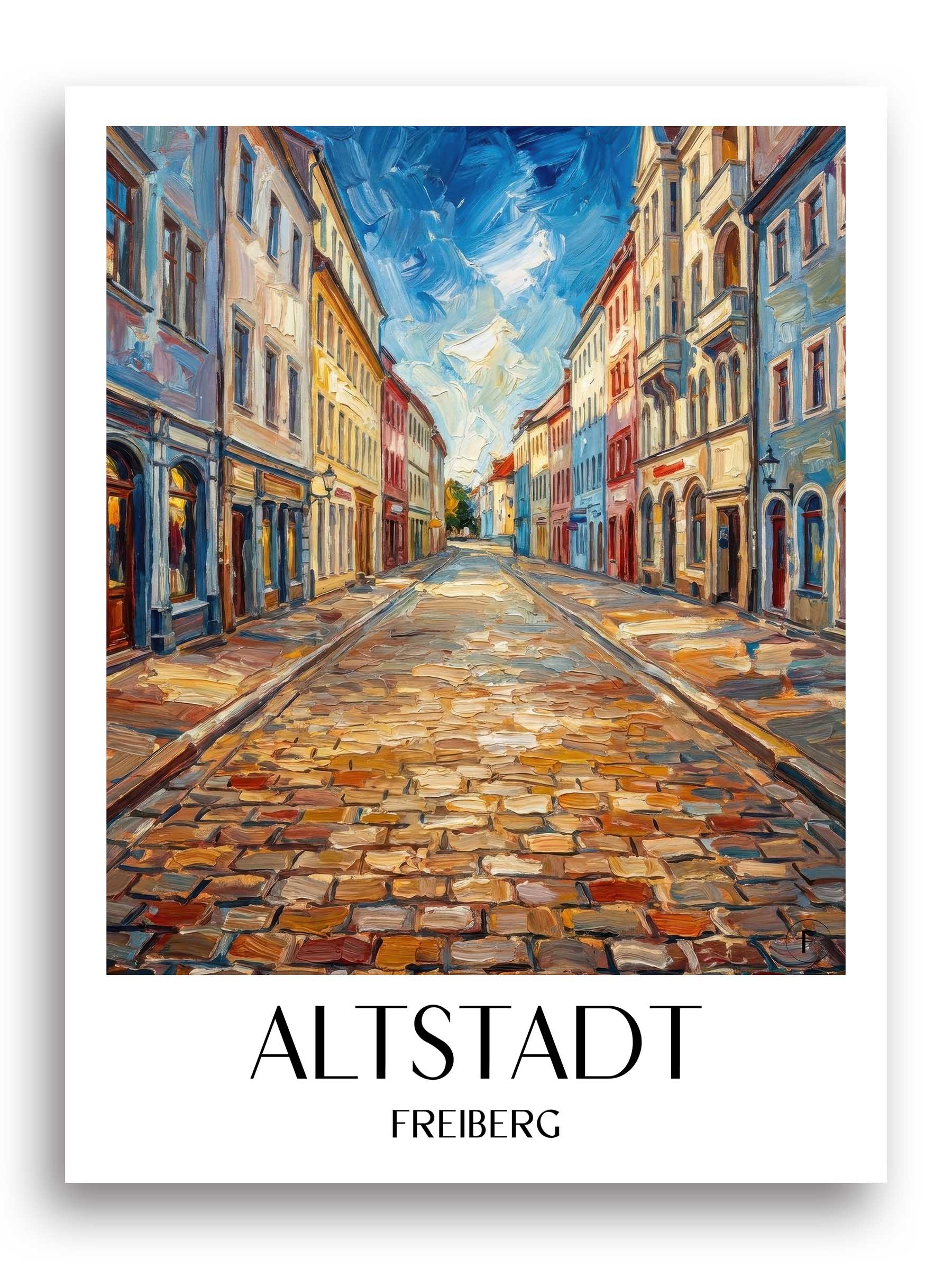 altstadt-freiberg-deutschland-poster-oil-painting-oelgemaelde