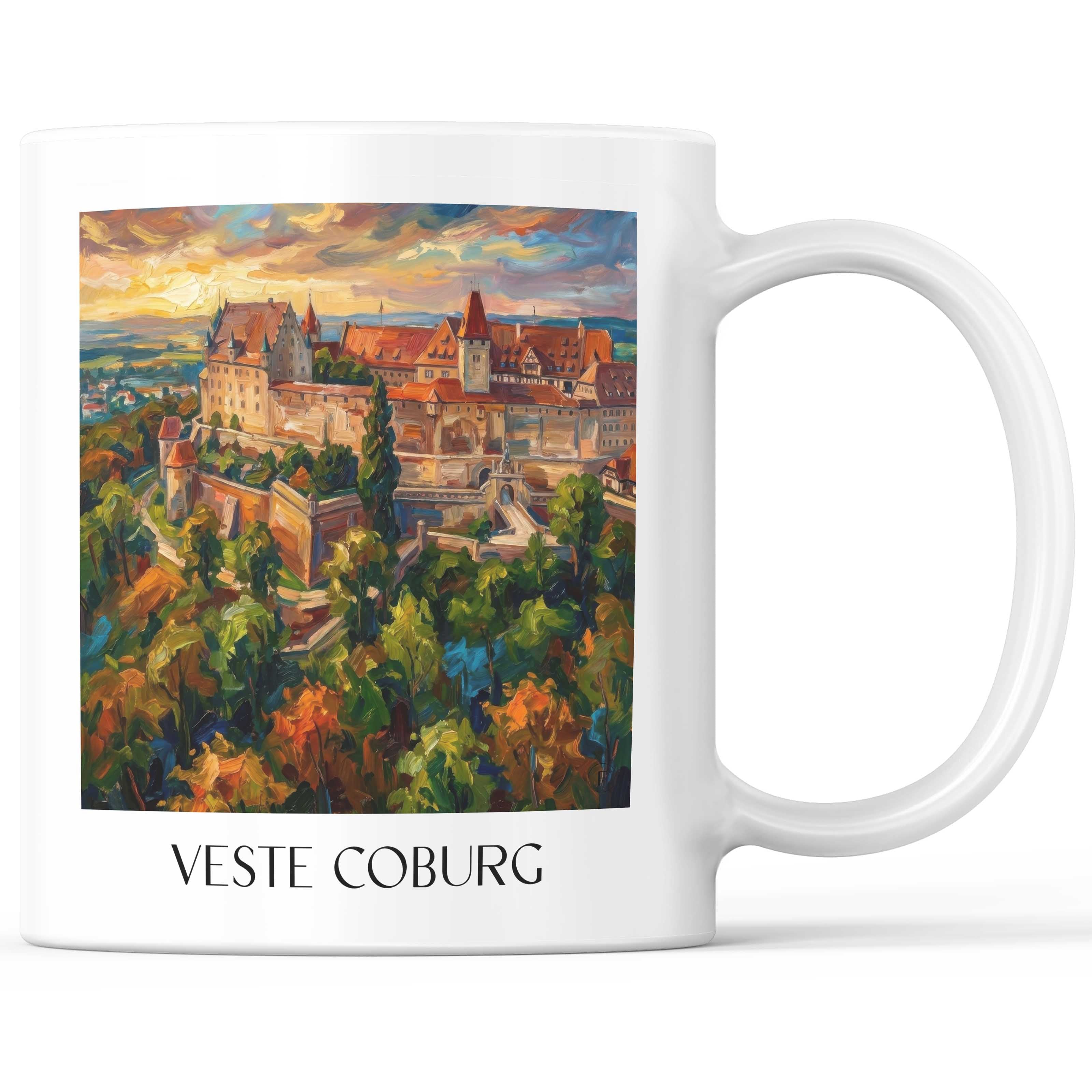 Veste Coburg Kaffeebecher - Oberfranken - Deutschland Becher - Kaffeetasse im Ölgemälde Stil