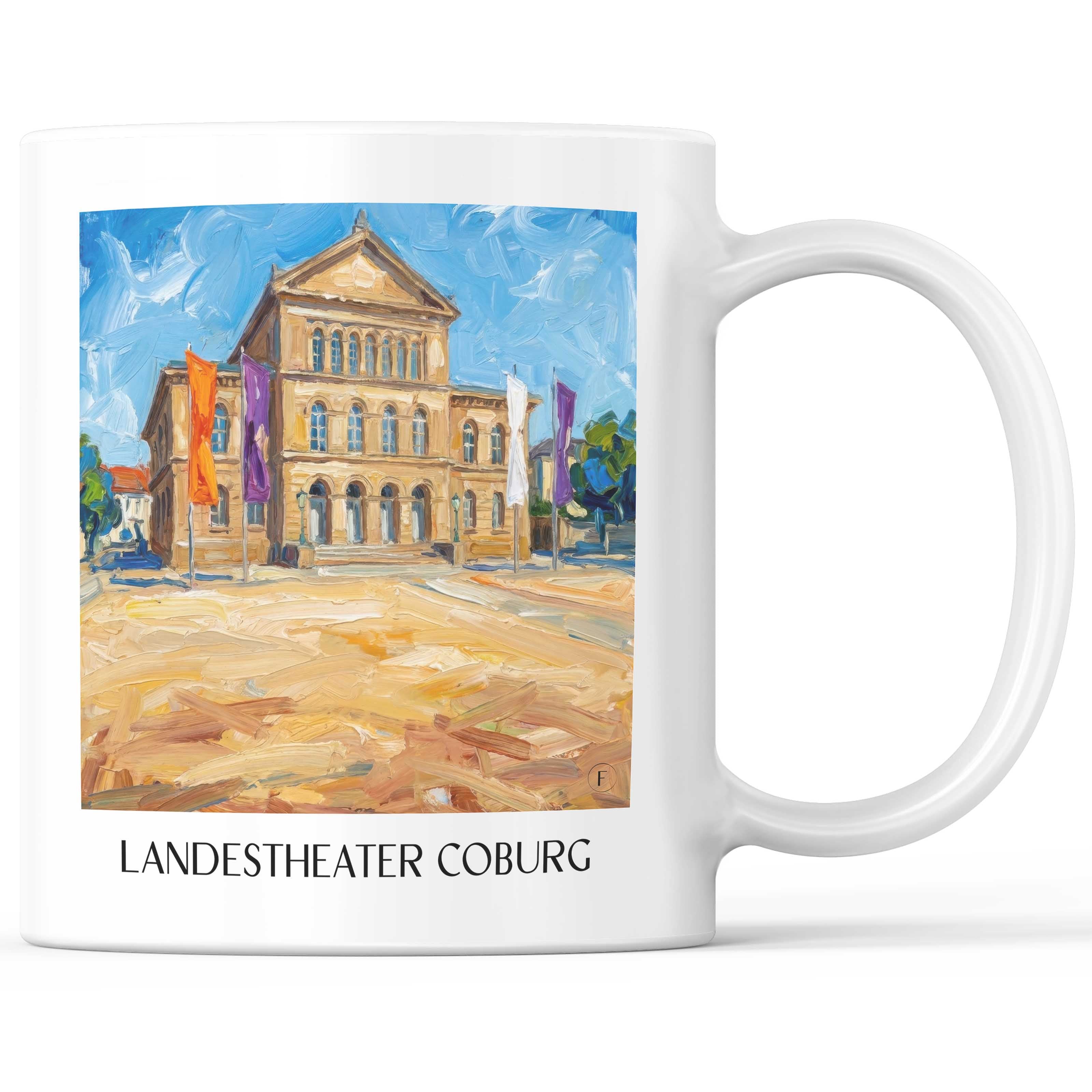 Landestheater Kaffeebecher - Coburg - Deutschland Becher - Kaffeetasse im Ölgemälde Stil