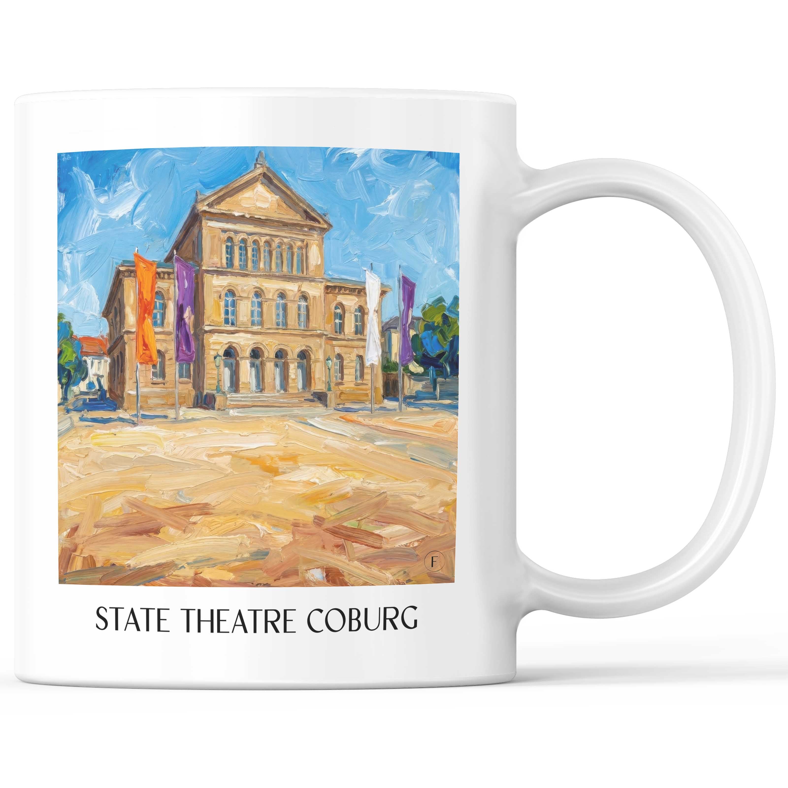 Landestheater Kaffeebecher - Coburg - Deutschland Becher - Kaffeetasse im Ölgemälde Stil
