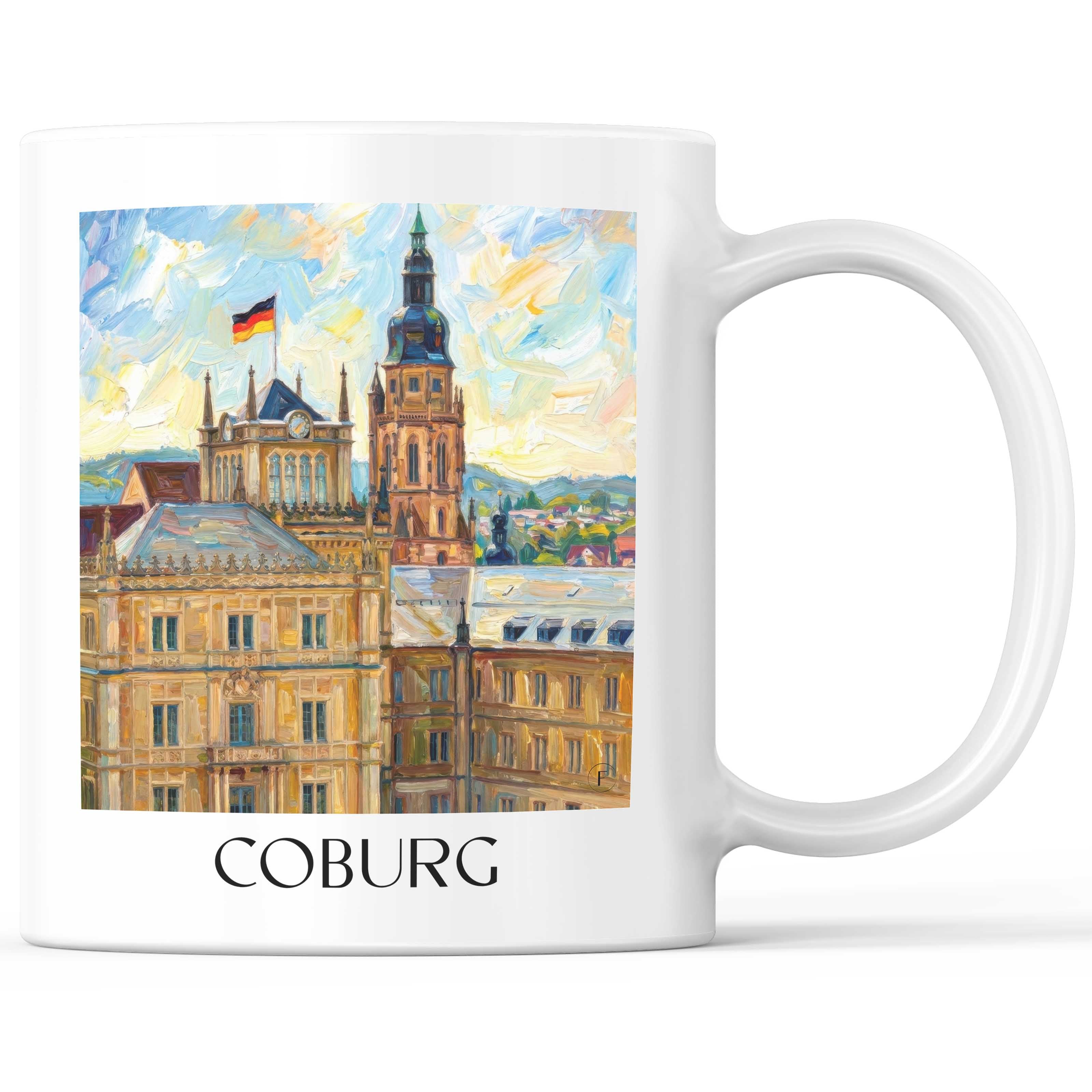 Coburg Kaffeebecher - Oberfranken - Deutschland Becher - Kaffeetasse im Ölgemälde Stil