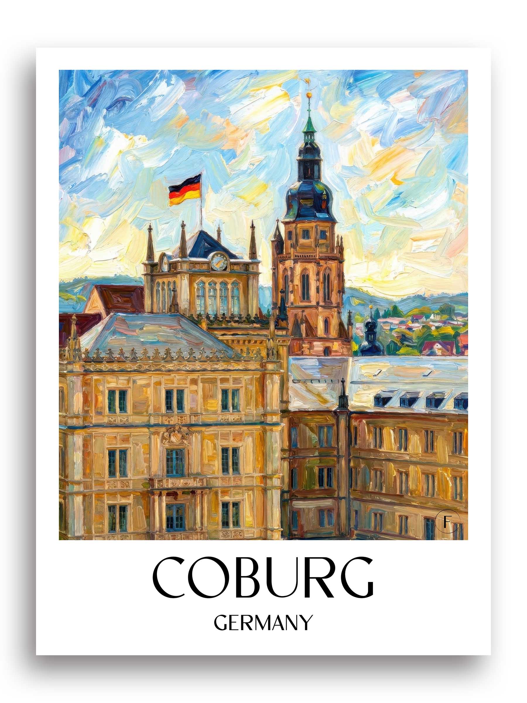 Coburg Poster - Oberfranken - Deutschland Kunstdruck - Ölgemälde von A4 bis A1