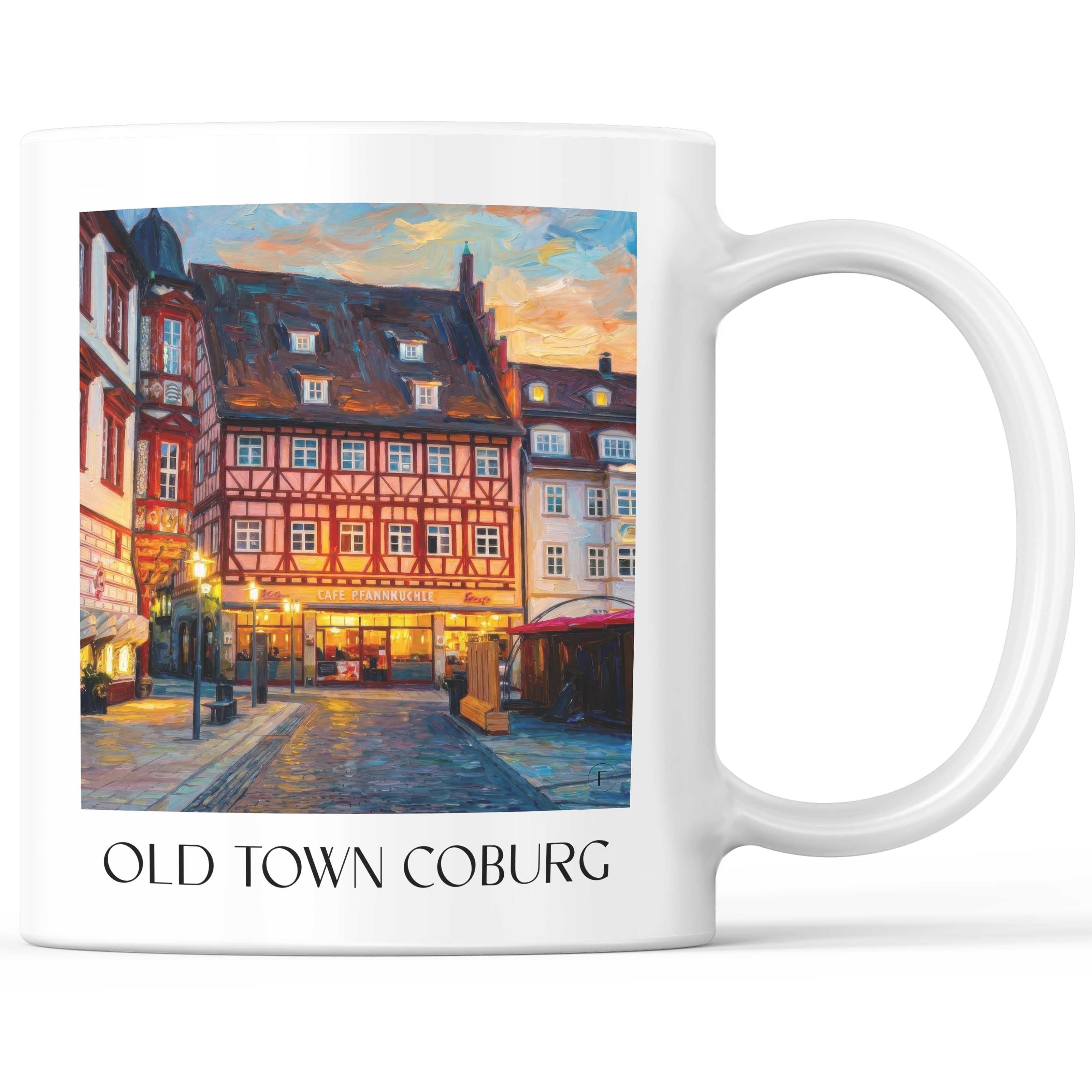 Altstadt Kaffeebecher - Coburg - Deutschland Becher - Kaffeetasse im Ölgemälde Stil