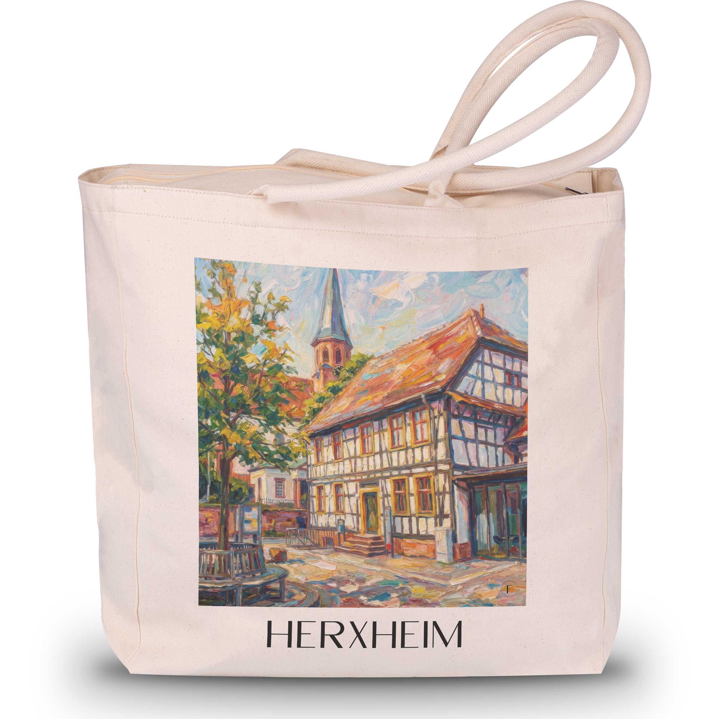 herxheim-pfalz-deutschland-einkaufstasche-oil-painting-oelgemaelde