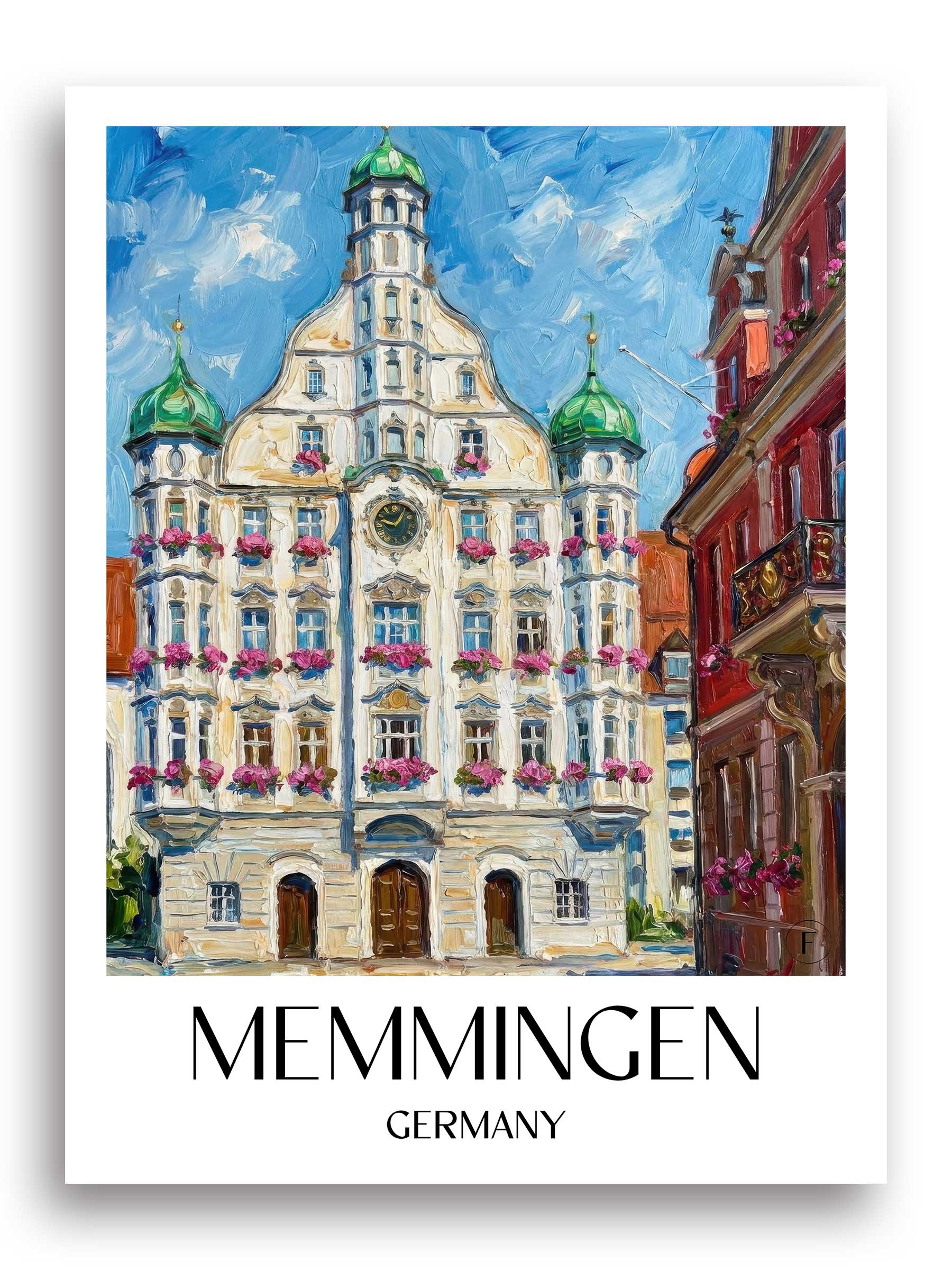 Memmingen Poster - Schwaben - Deutschland Kunstdruck - Ölgemälde von A4 bis A1