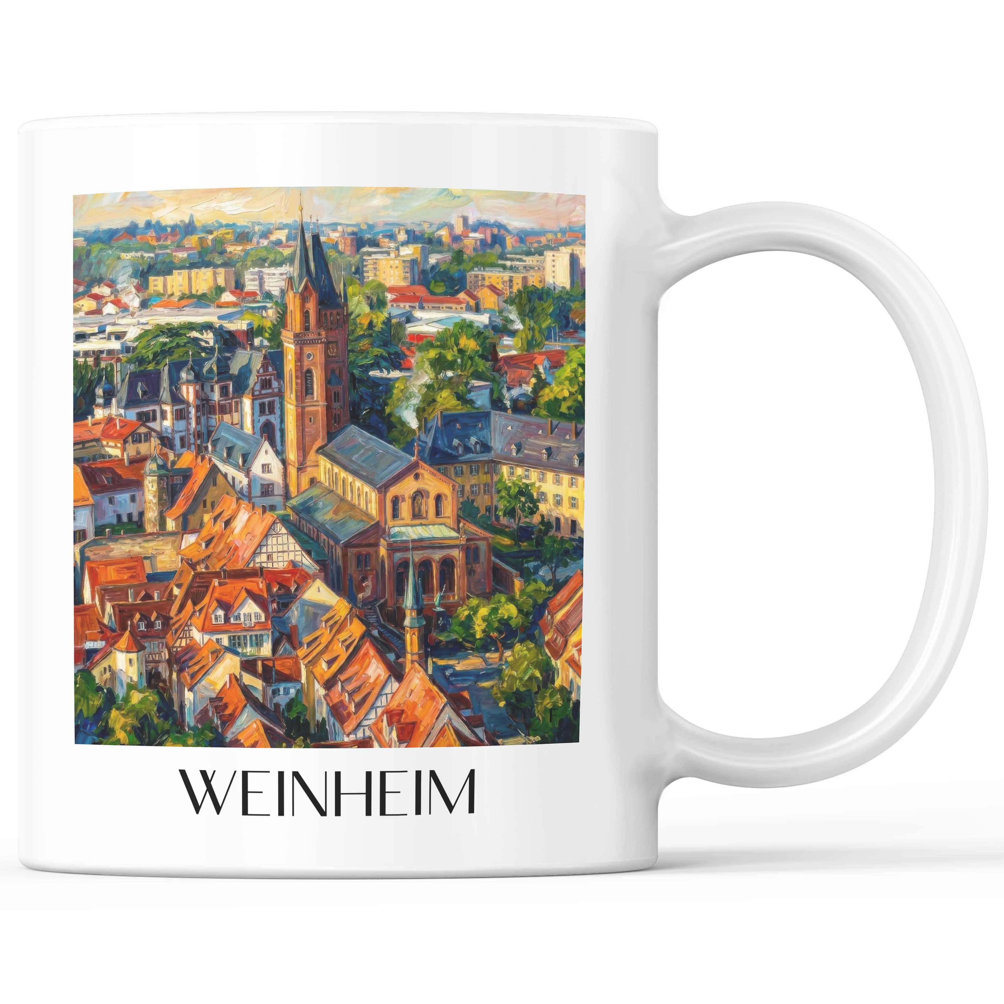 Weinheim Kaffeebecher - Kurpfalz - Deutschland Becher - Kaffeetasse im Ölgemälde Stil