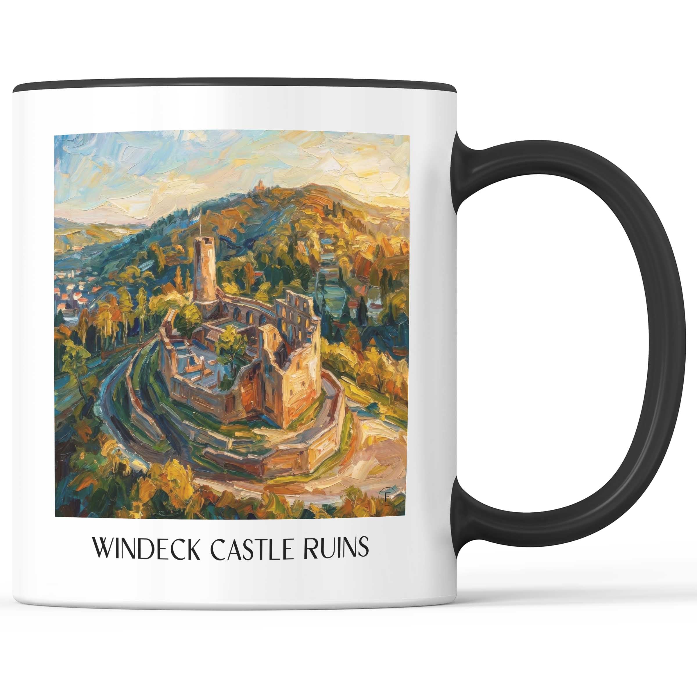 Burgruine Windeck Kaffeebecher - Weinheim - Deutschland Becher - Kaffeetasse im Ölgemälde Stil