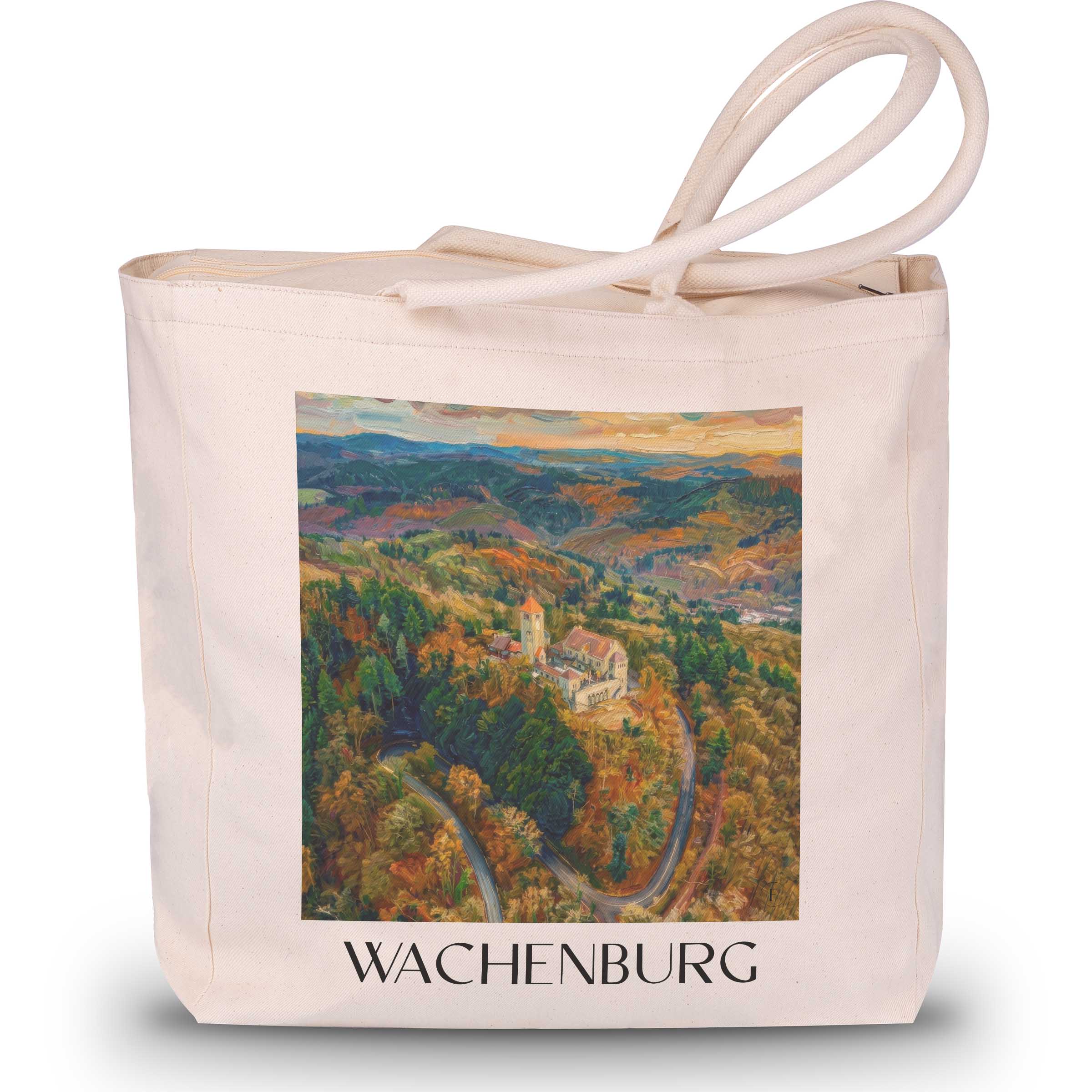 Wachenburg Shopping Tasche - Weinheim - Deutschland Tote Bag - Einkaufstasche im Ölgemälde Stil