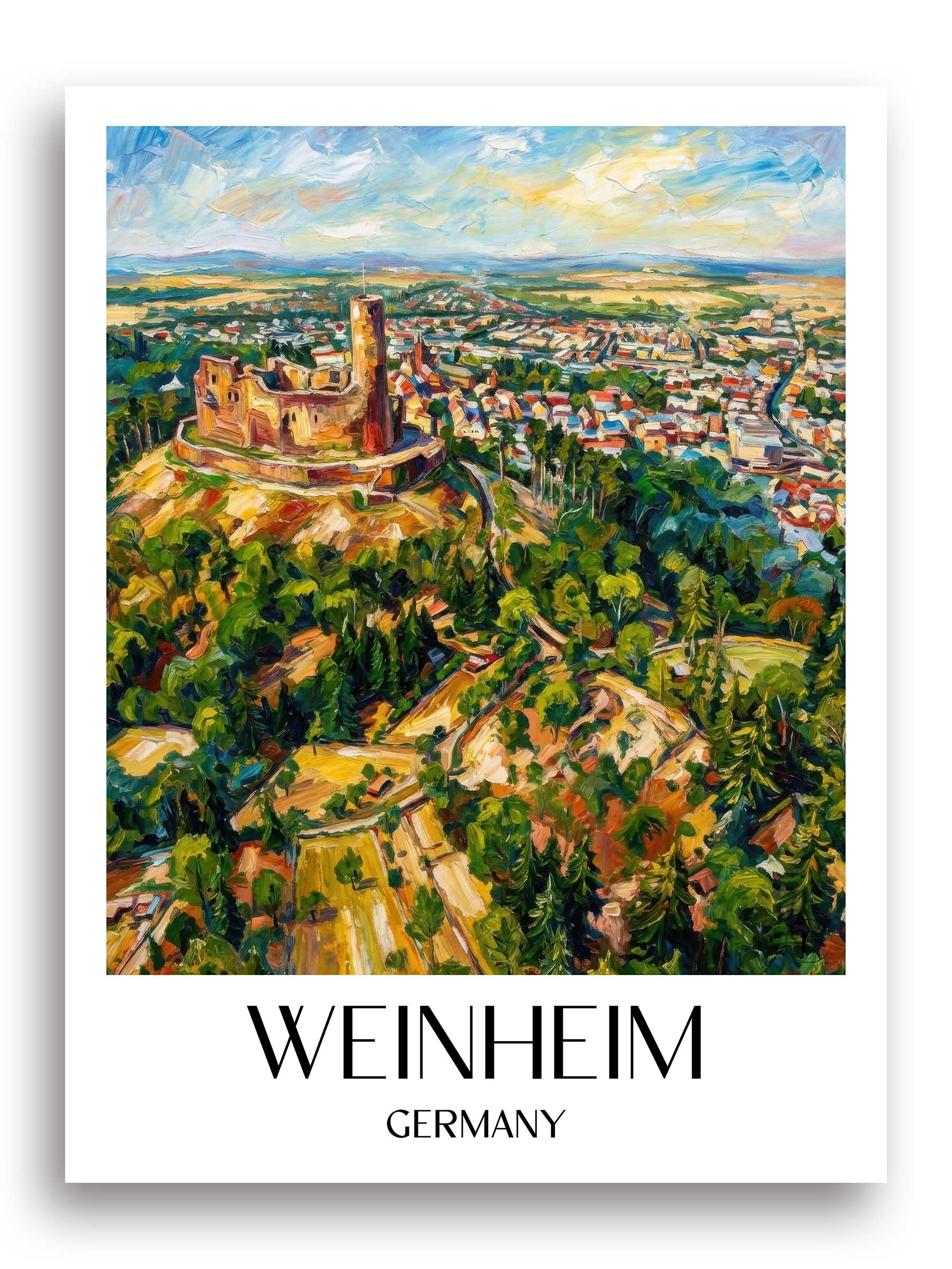Weinheim (im Winter) Poster - Kurpfalz - Deutschland Kunstdruck - Ölgemälde von A4 bis A1