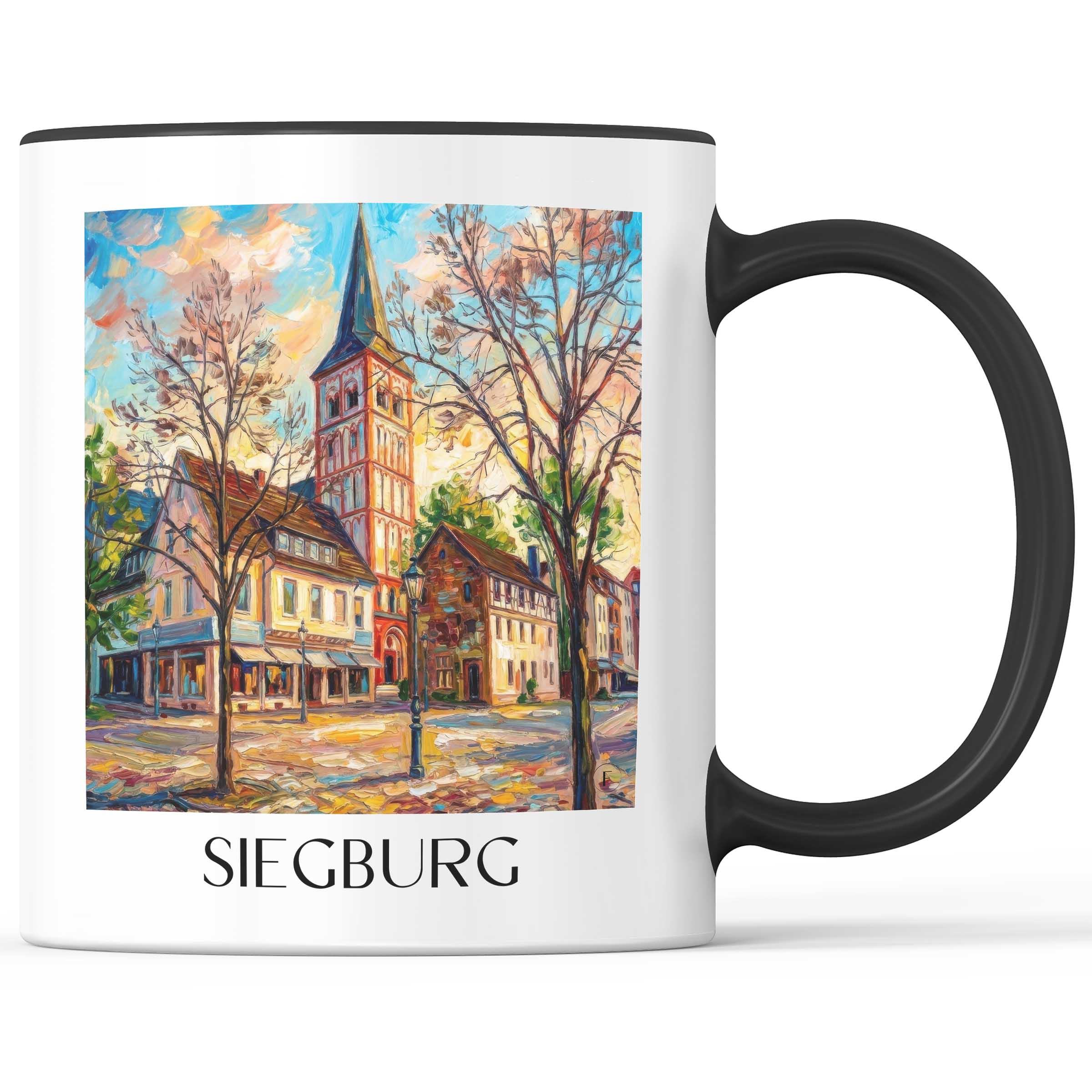 Siegburg Kaffeebecher - Rheinland - Deutschland Becher - Kaffeetasse im Ölgemälde Stil