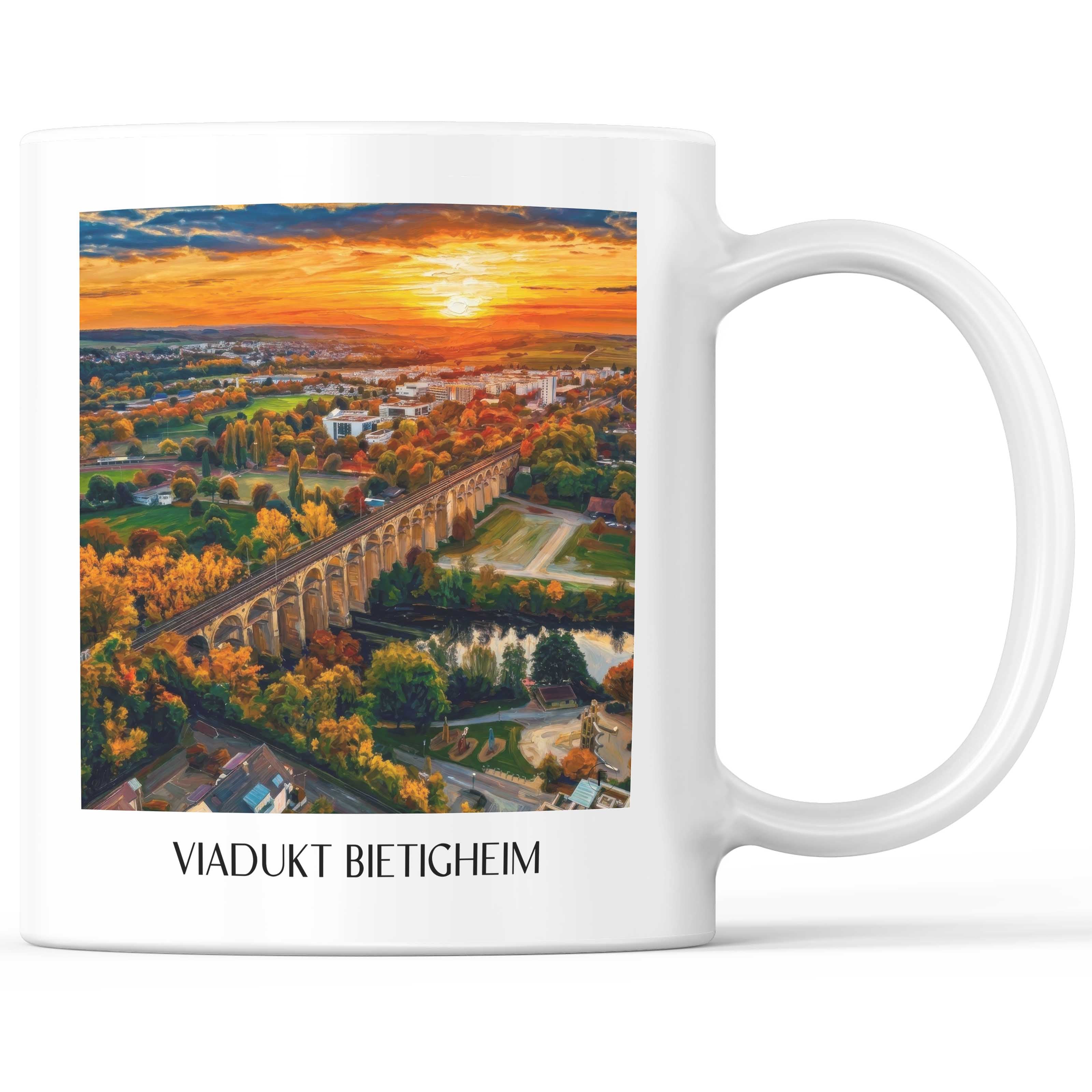 Viadukt Bietigheim Kaffeebecher - Württemberg - Deutschland Becher - Kaffeetasse im Ölgemälde Stil