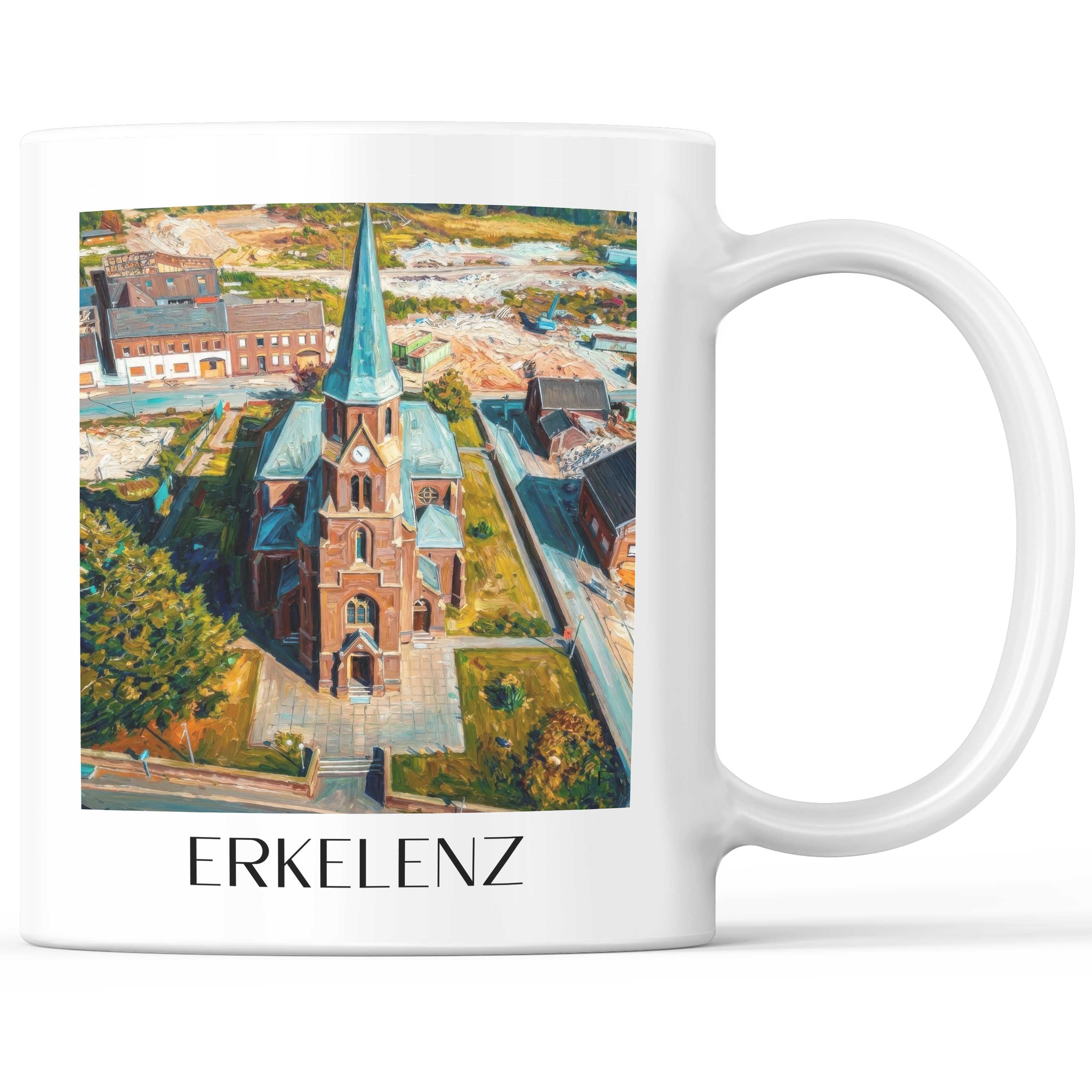 Erkelenz Kaffeebecher - Rheinland - Deutschland Becher - Kaffeetasse im Ölgemälde Stil