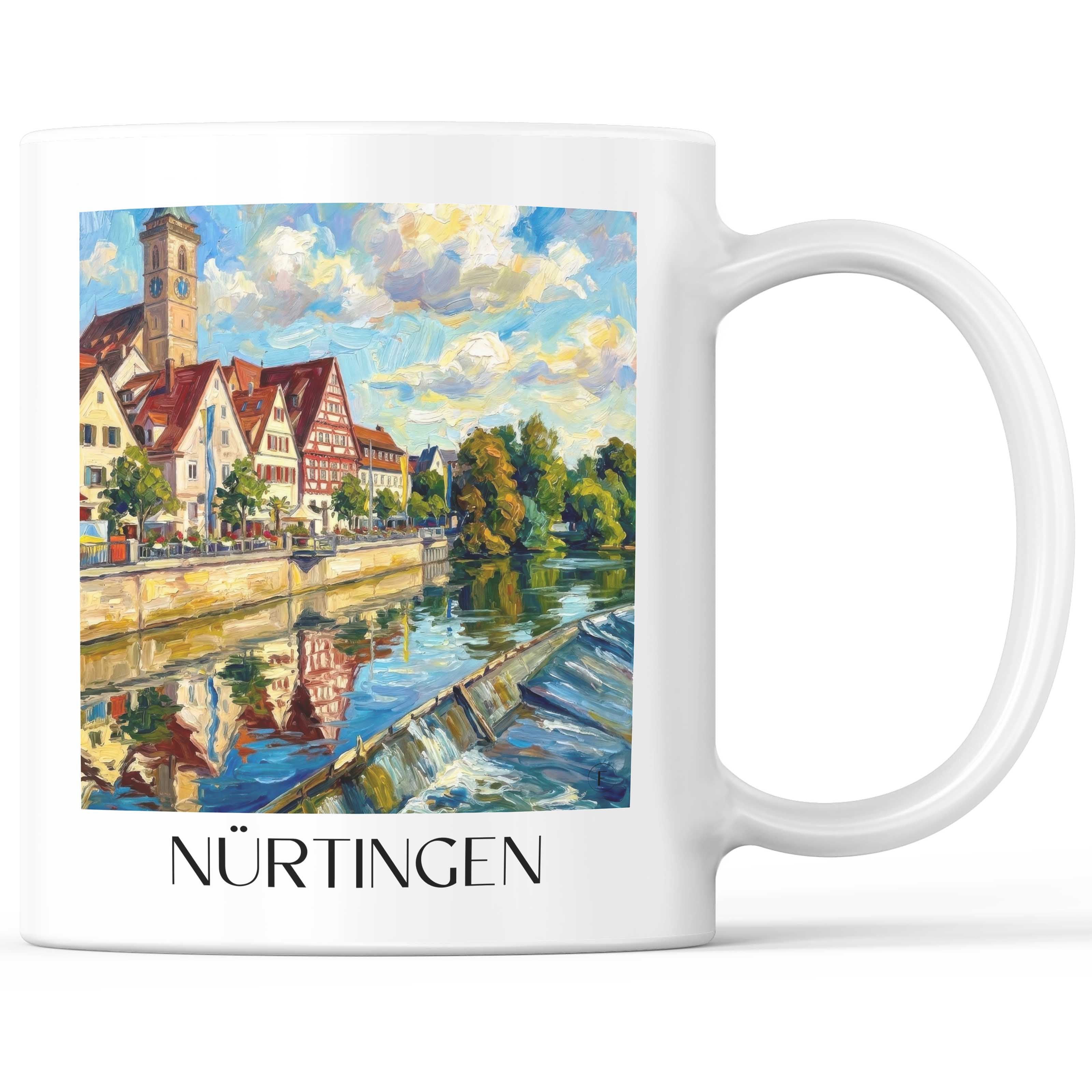 Nürtingen Kaffeebecher - Neckartal - Deutschland Becher - Kaffeetasse im Ölgemälde Stil