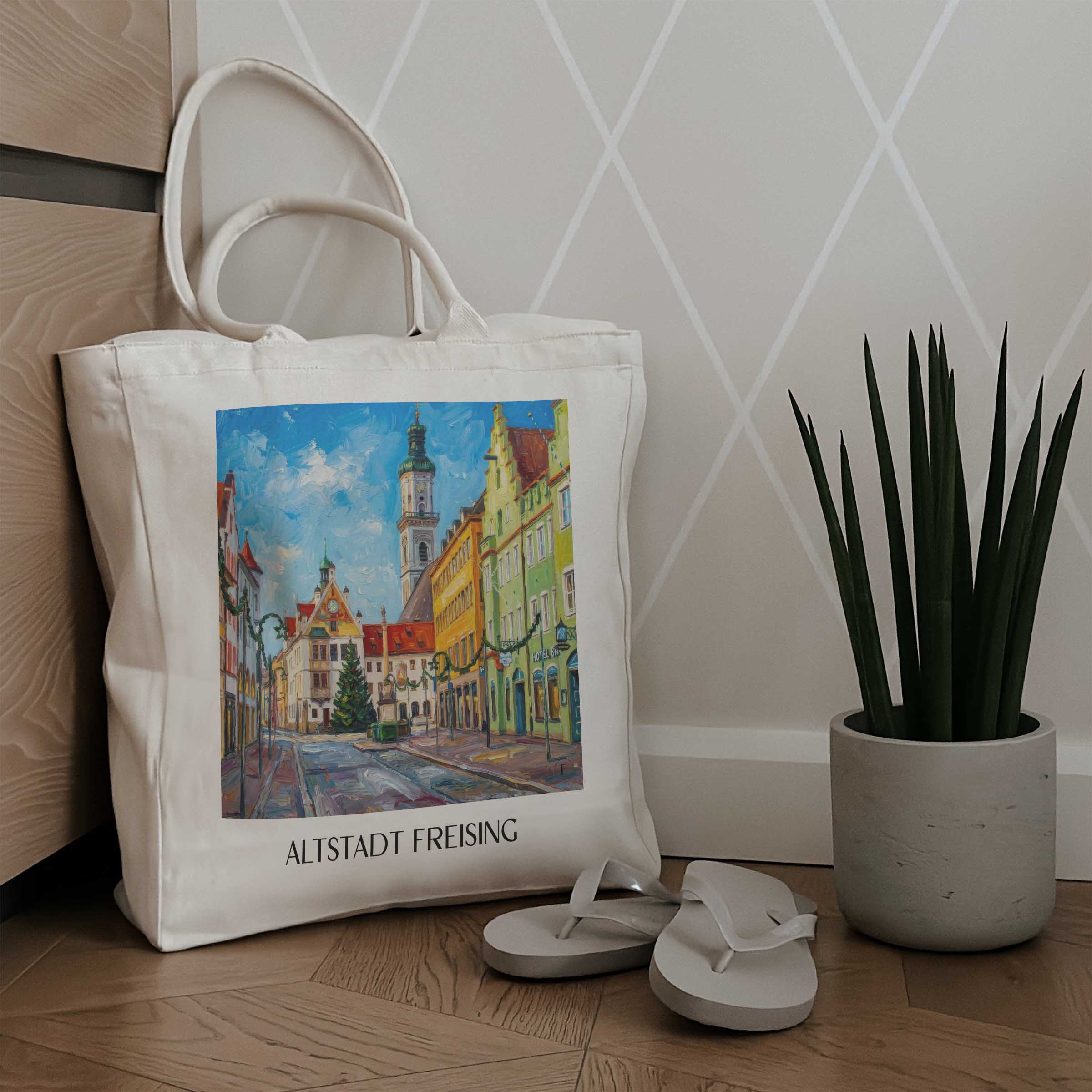 altstadt-freising-deutschland-einkaufstasche-oil-painting-oelgemaelde