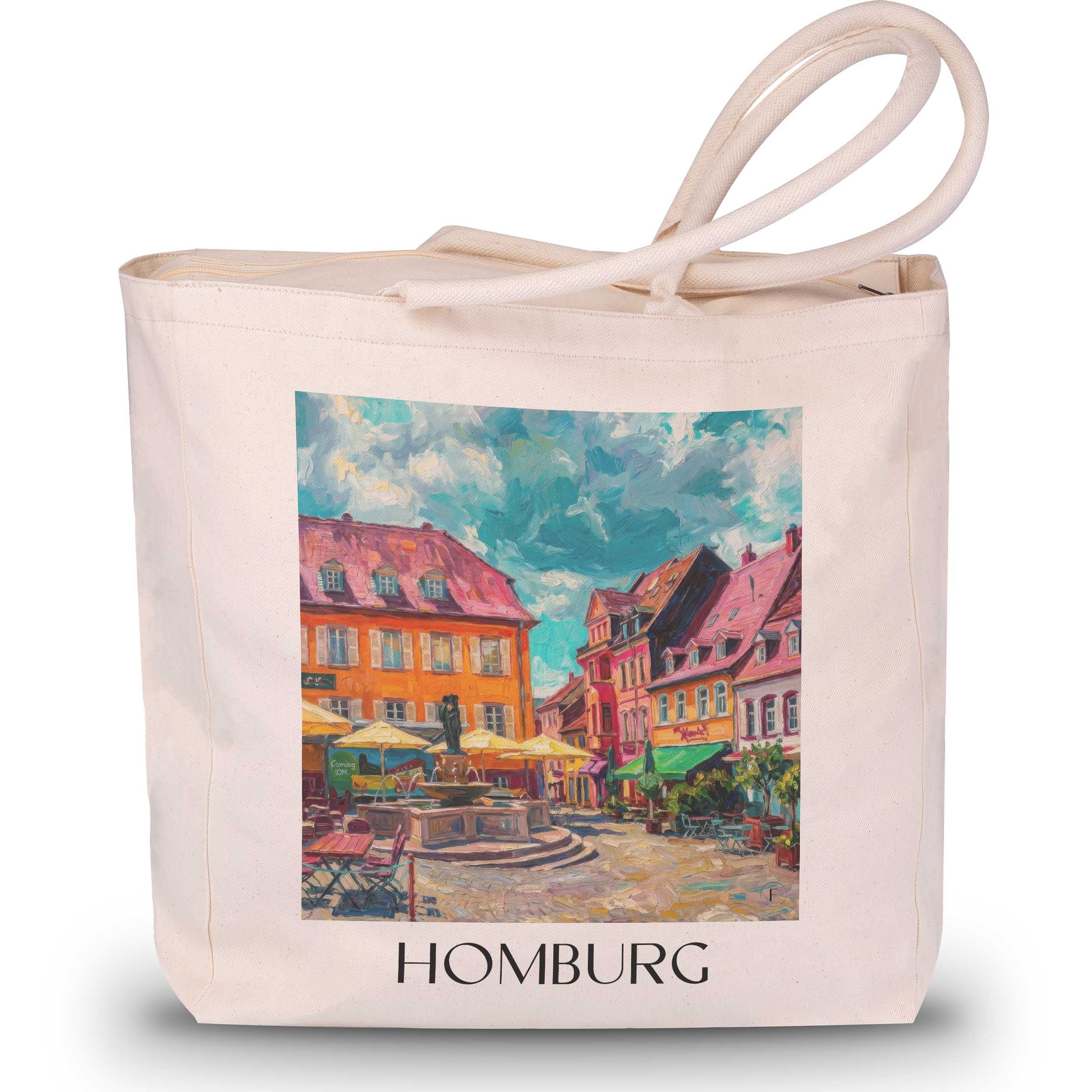 Homburg Shopping Tasche - Saarland - Deutschland Tote Bag - Einkaufstasche im Ölgemälde Stil