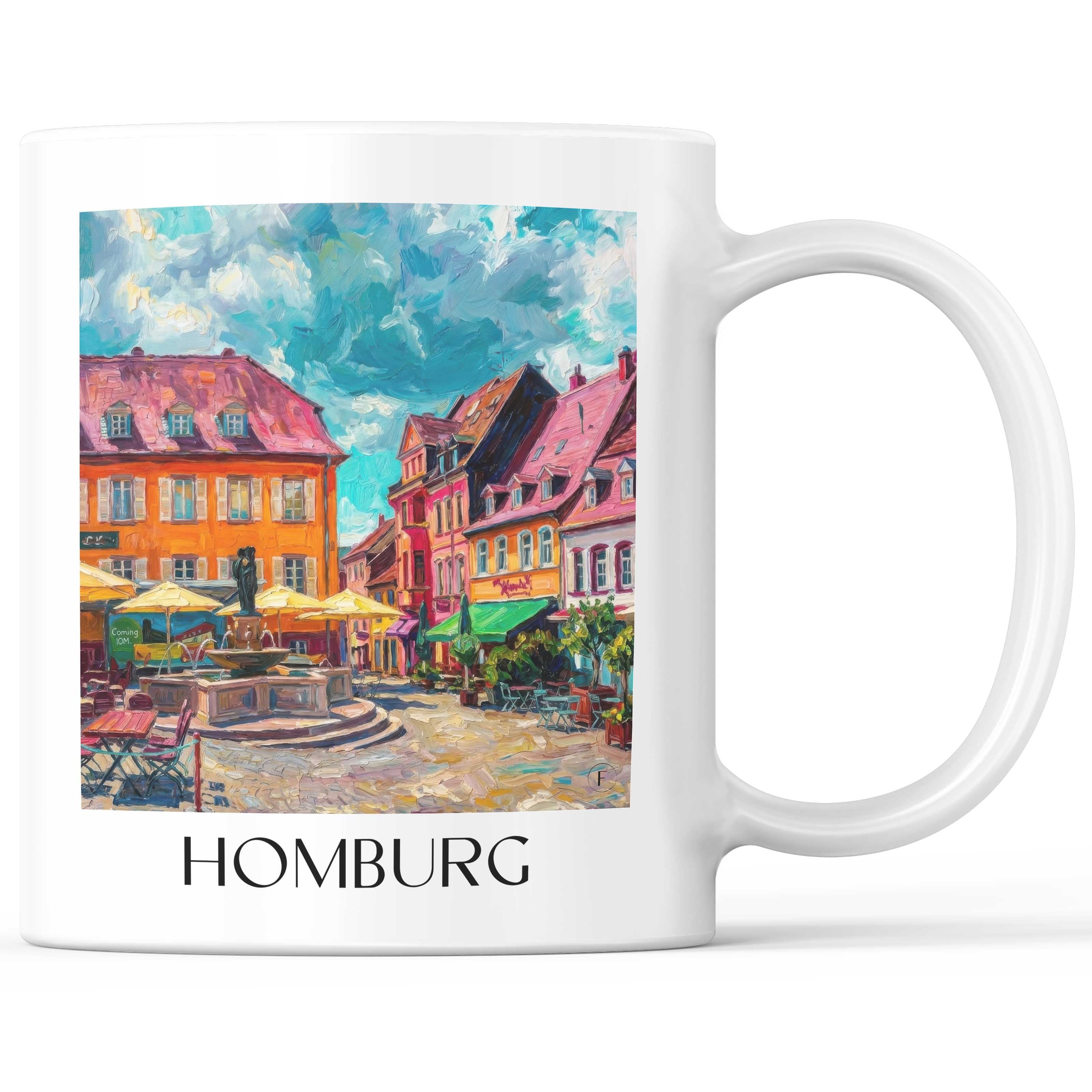 Homburg Kaffeebecher - Saarland - Deutschland Becher - Kaffeetasse im Ölgemälde Stil