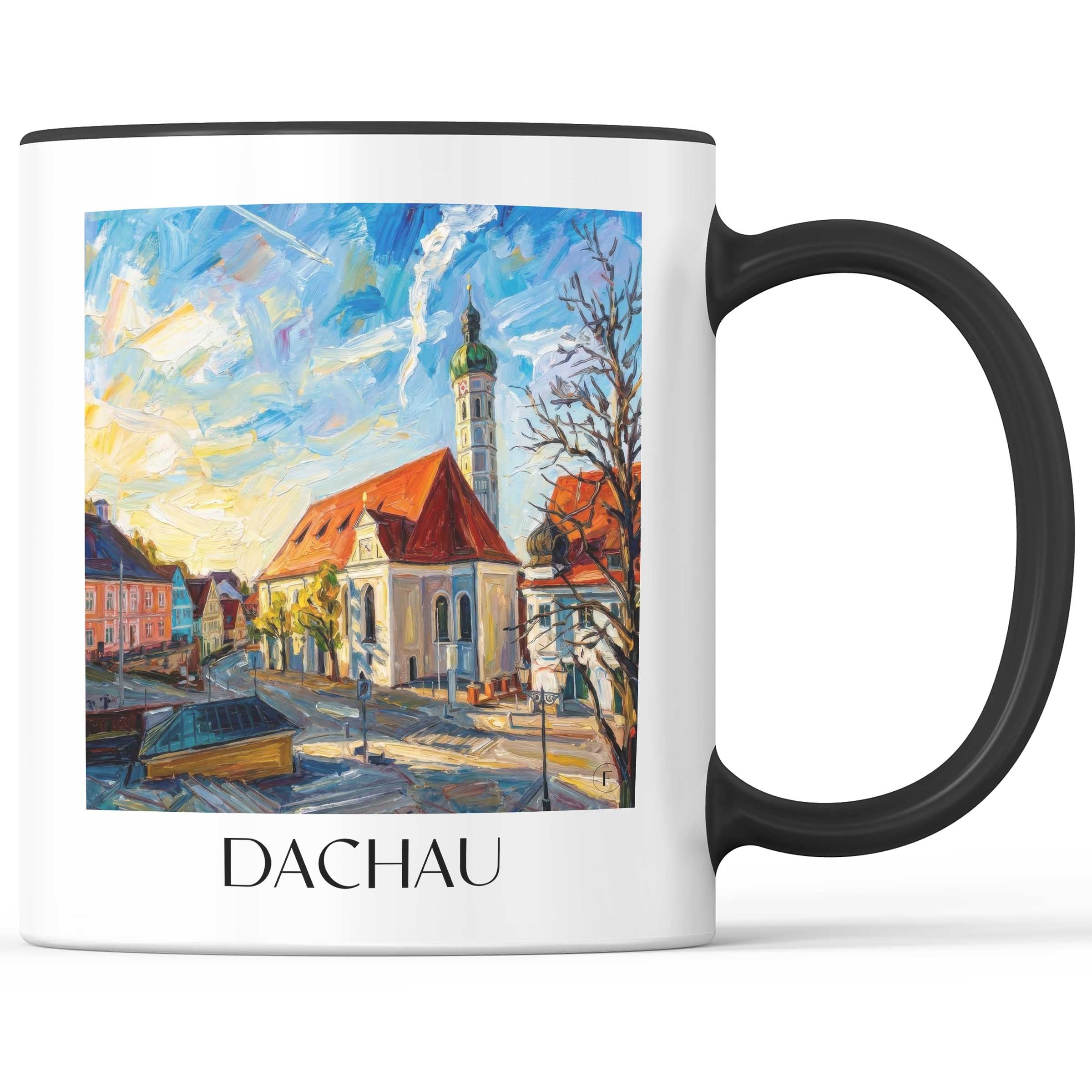 Dachau Kaffeebecher - Oberbayern - Deutschland Becher - Kaffeetasse im Ölgemälde Stil