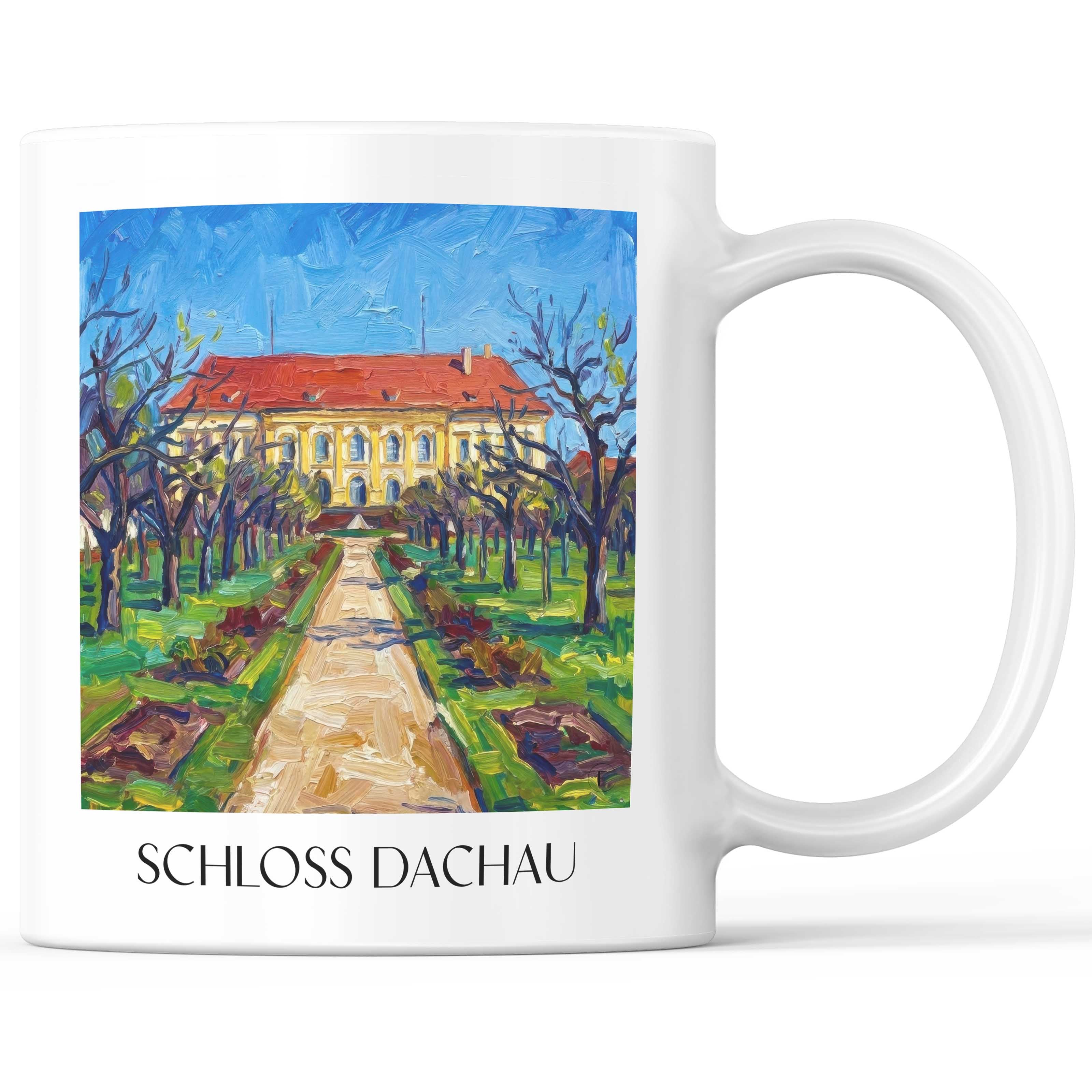 Schloss Dachau Kaffeebecher - Oberbayern - Deutschland Becher - Kaffeetasse im Ölgemälde Stil