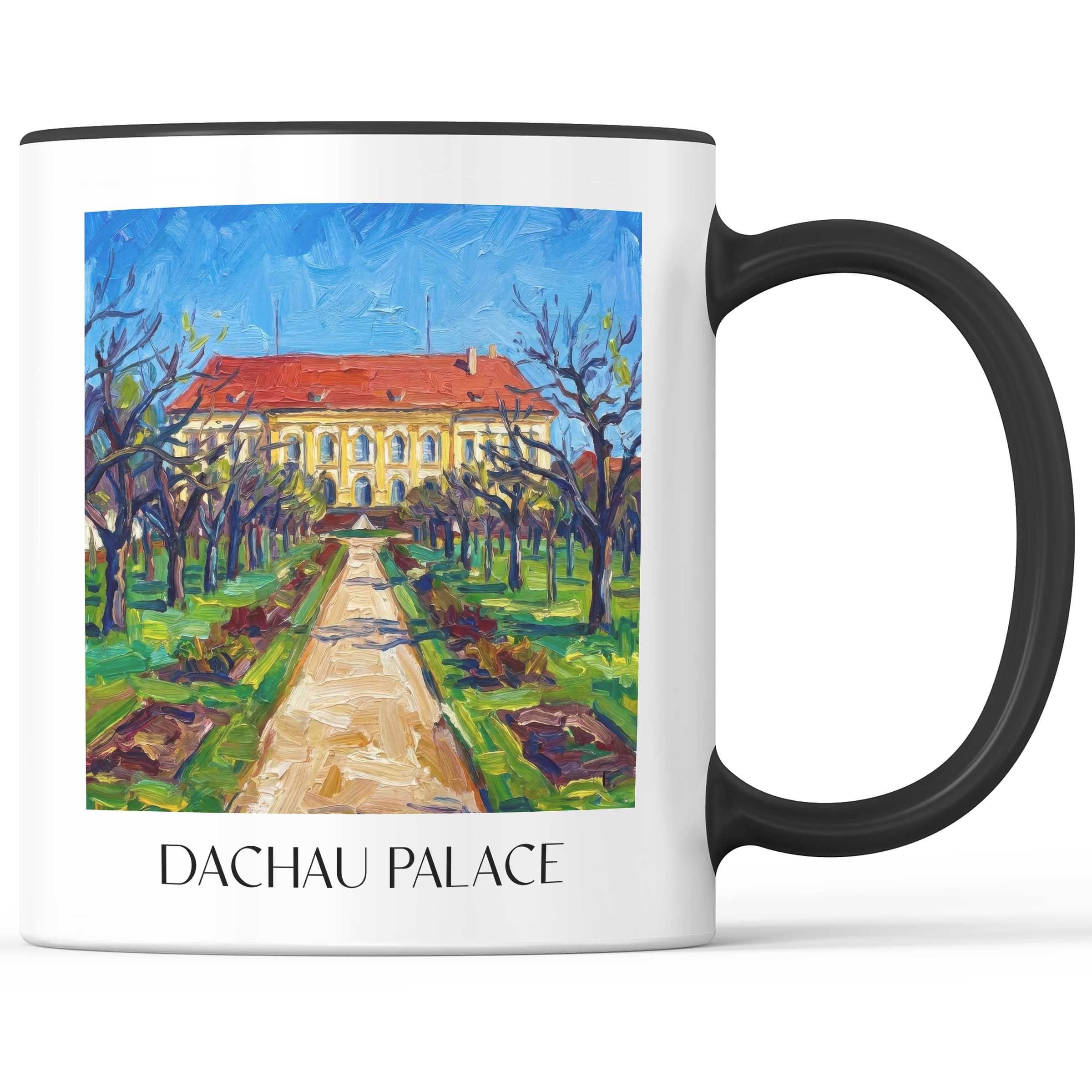 Schloss Dachau Kaffeebecher - Oberbayern - Deutschland Becher - Kaffeetasse im Ölgemälde Stil