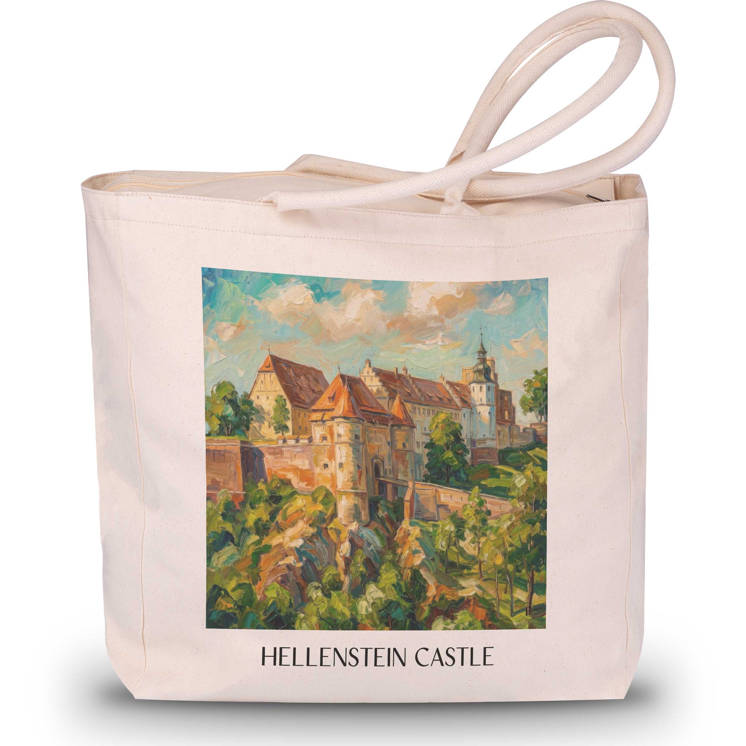 Schloss Hellenstein Shopping Tasche - Heidenheim - Deutschland Tote Bag - Einkaufstasche im Ölgemälde Stil