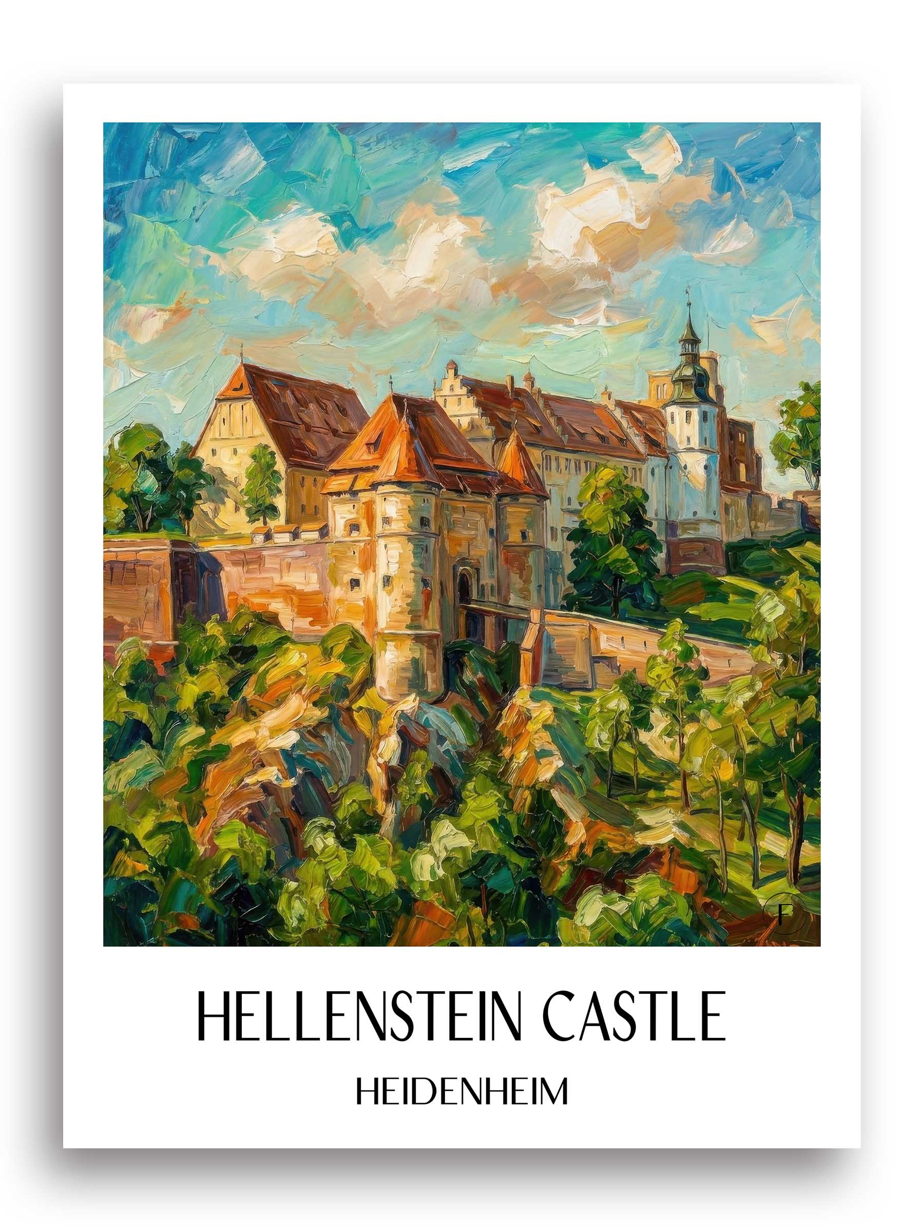 Schloss Hellenstein Poster - Heidenheim - Deutschland Kunstdruck - Ölgemälde von A4 bis A1