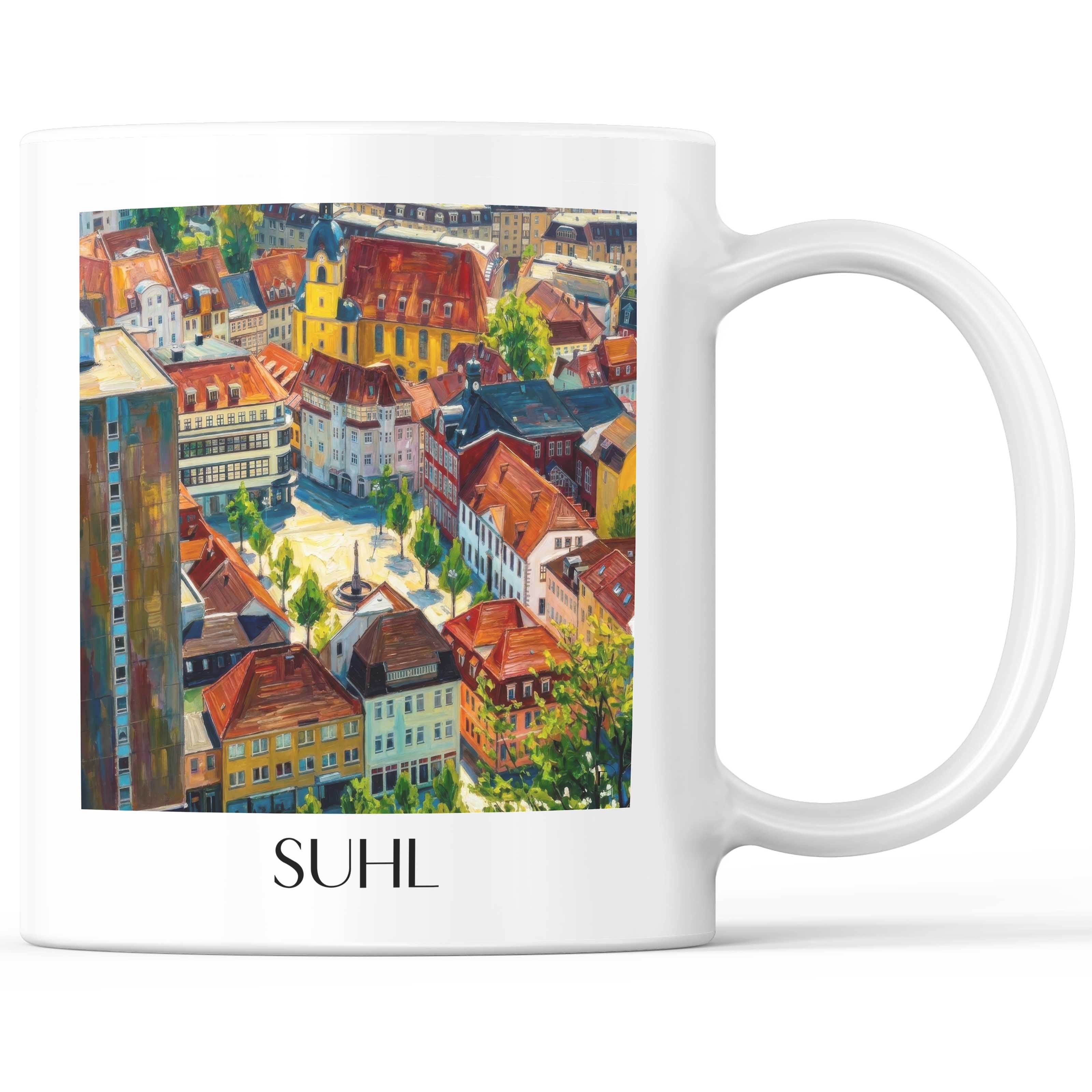 Suhl Kaffeebecher - Thüringen - Deutschland Becher - Kaffeetasse im Ölgemälde Stil