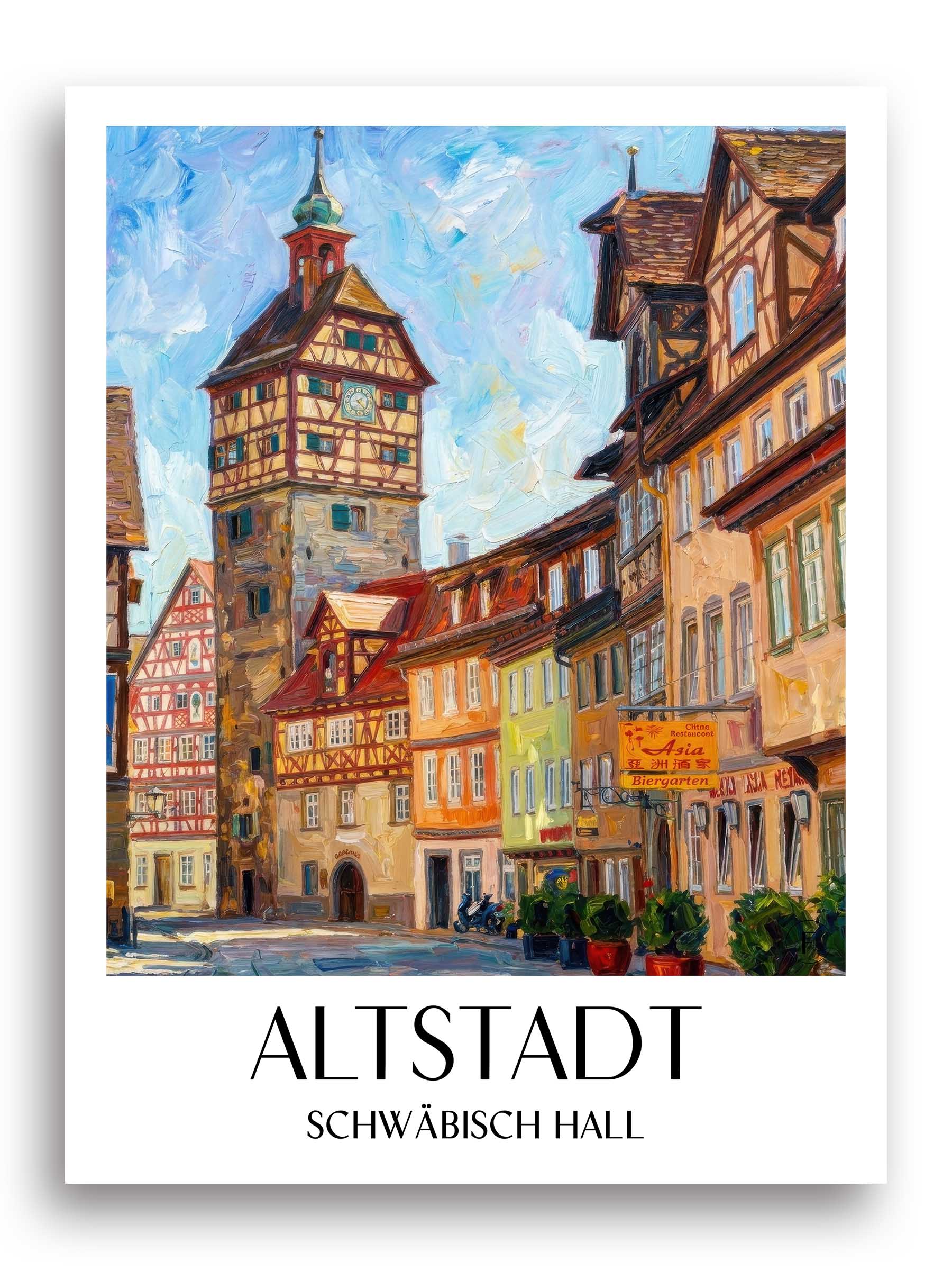 altstadt-schwäbisch-hall-deutschland-poster-oil-painting-oelgemaelde
