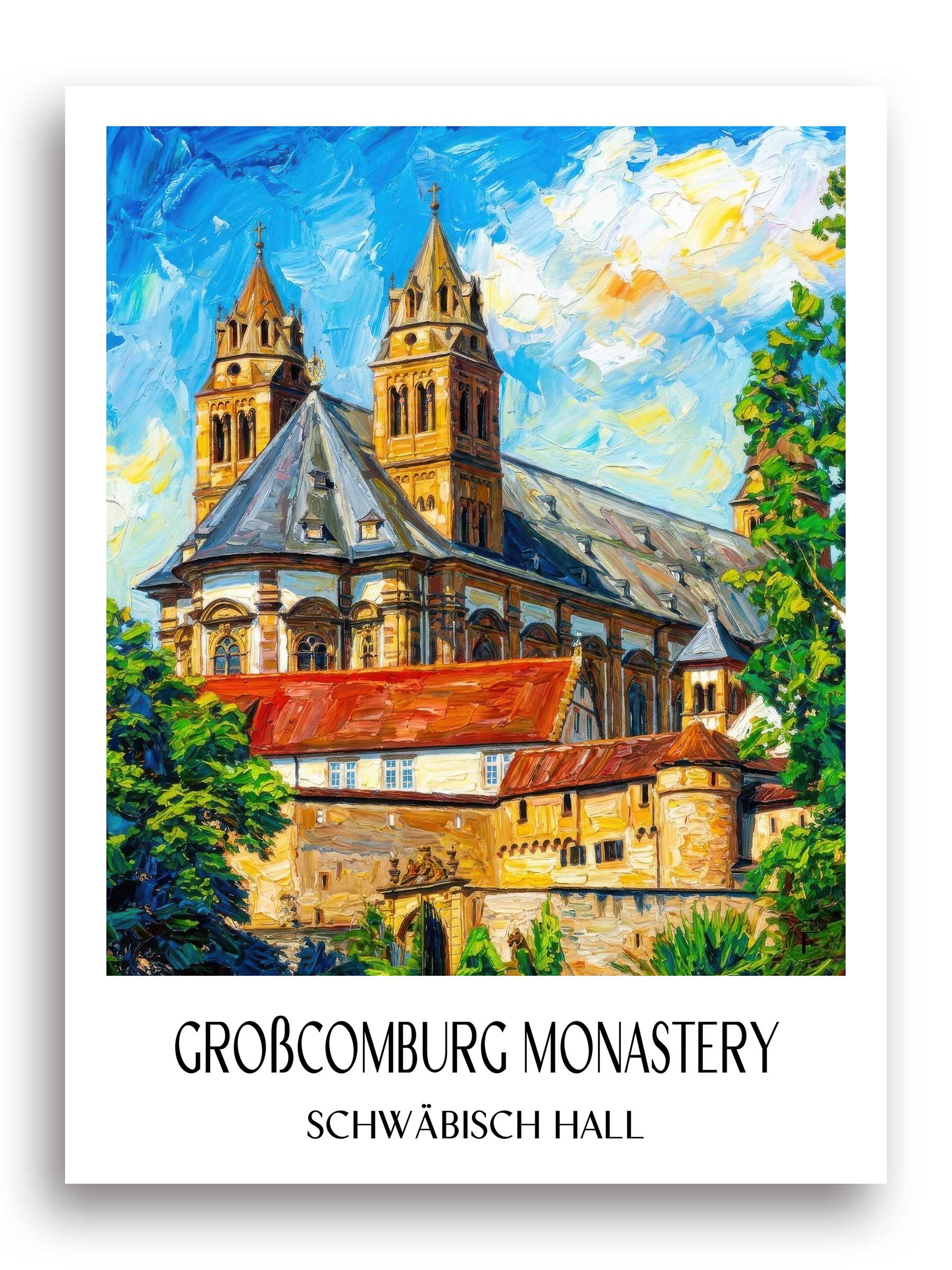 Kloster Großcomburg Poster - Schwäbisch Hall - Deutschland Kunstdruck - Ölgemälde von A4 bis A1