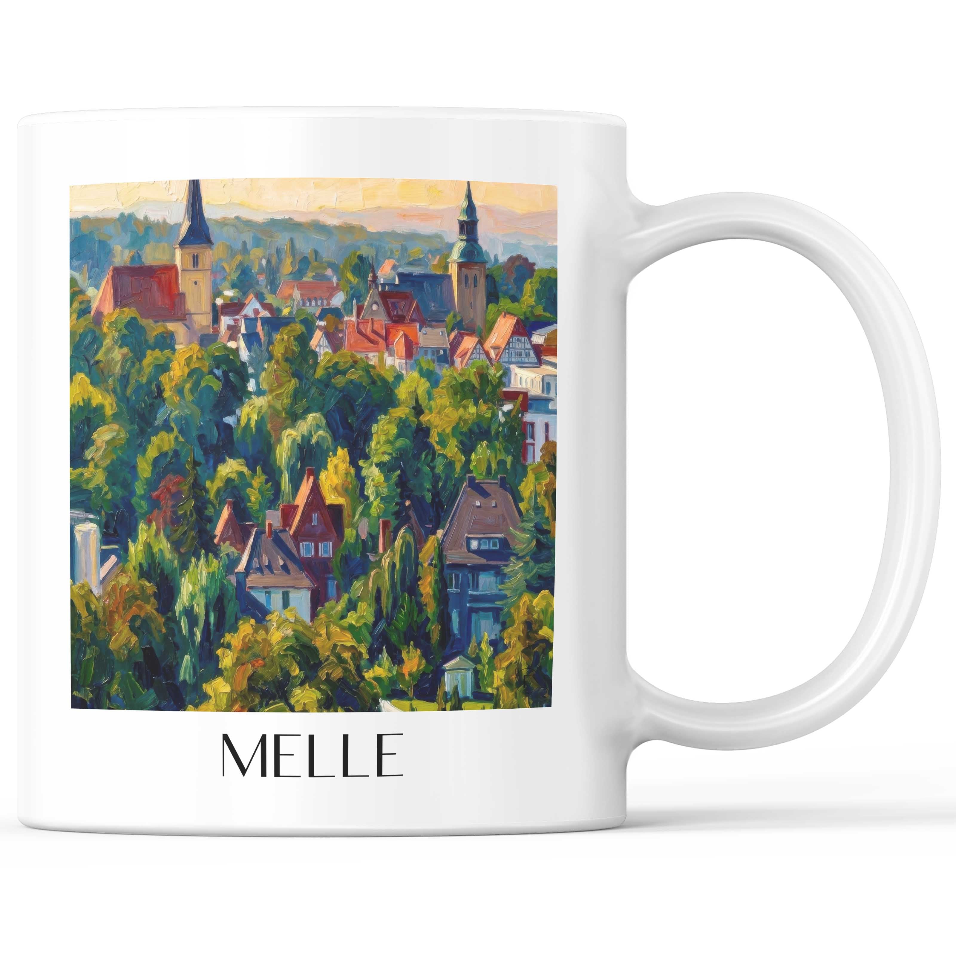 Melle Kaffeebecher - Niedersachsen - Deutschland Becher - Kaffeetasse im Ölgemälde Stil