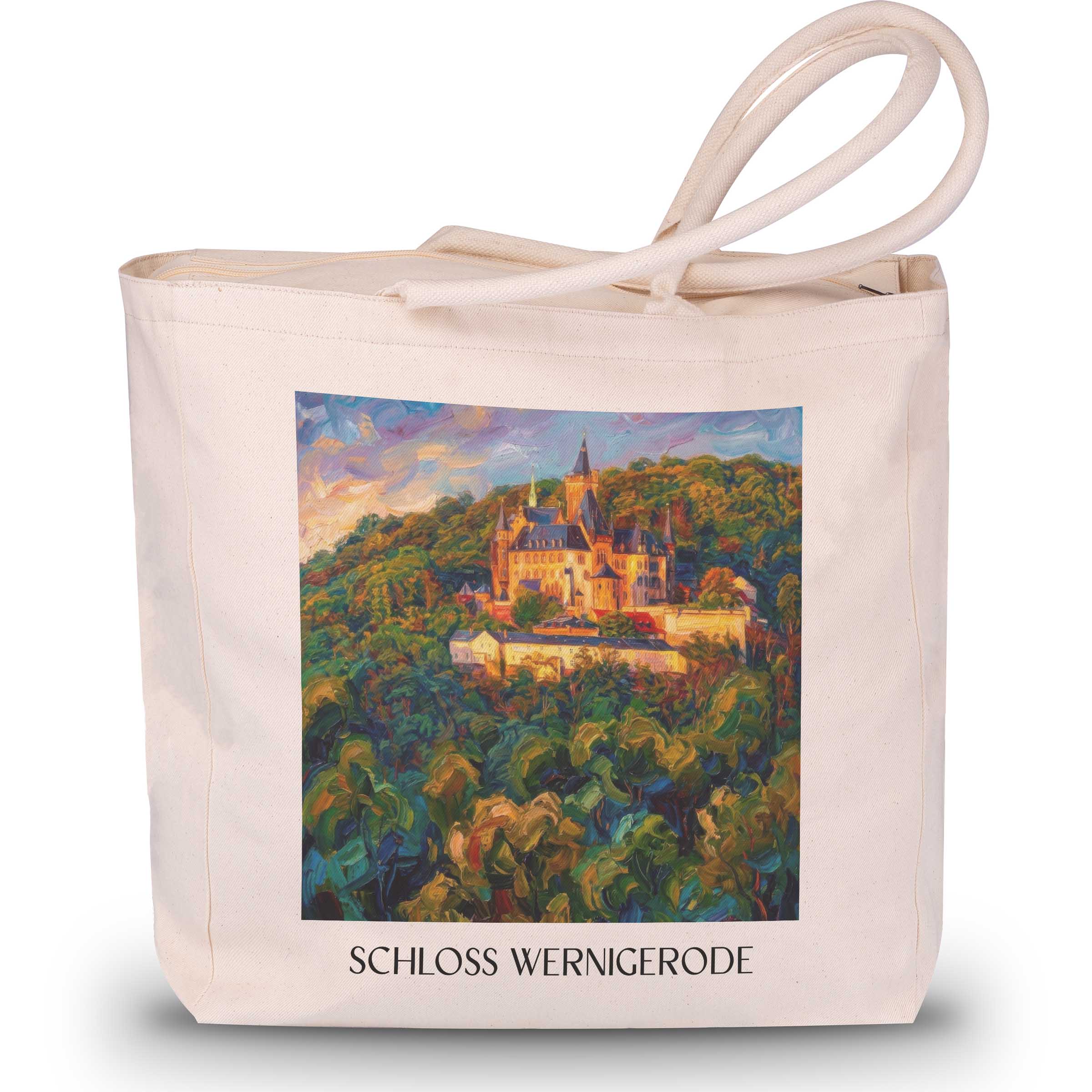 schloss-wernigerode-nordharz-deutschland-einkaufstasche-oil-painting-oelgemaelde