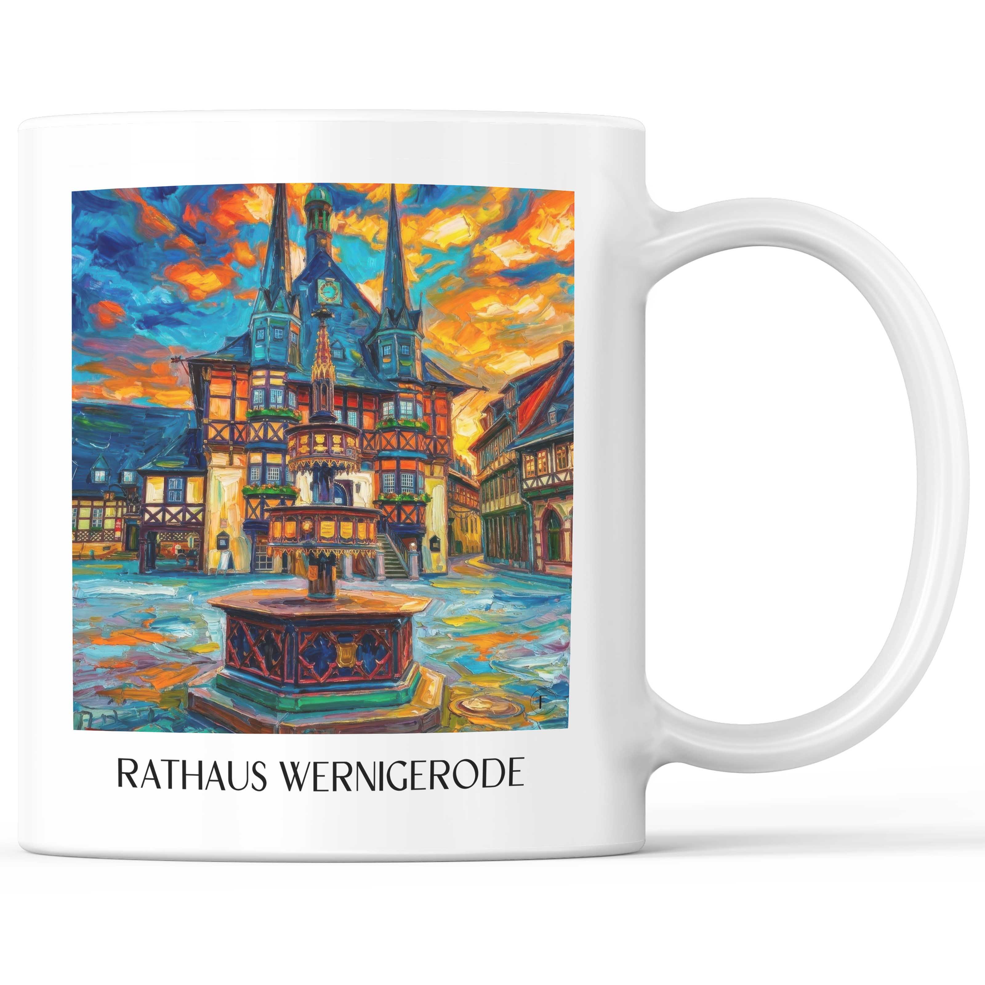 Rathaus Kaffeebecher - Wernigerode - Deutschland Becher - Kaffeetasse im Ölgemälde Stil