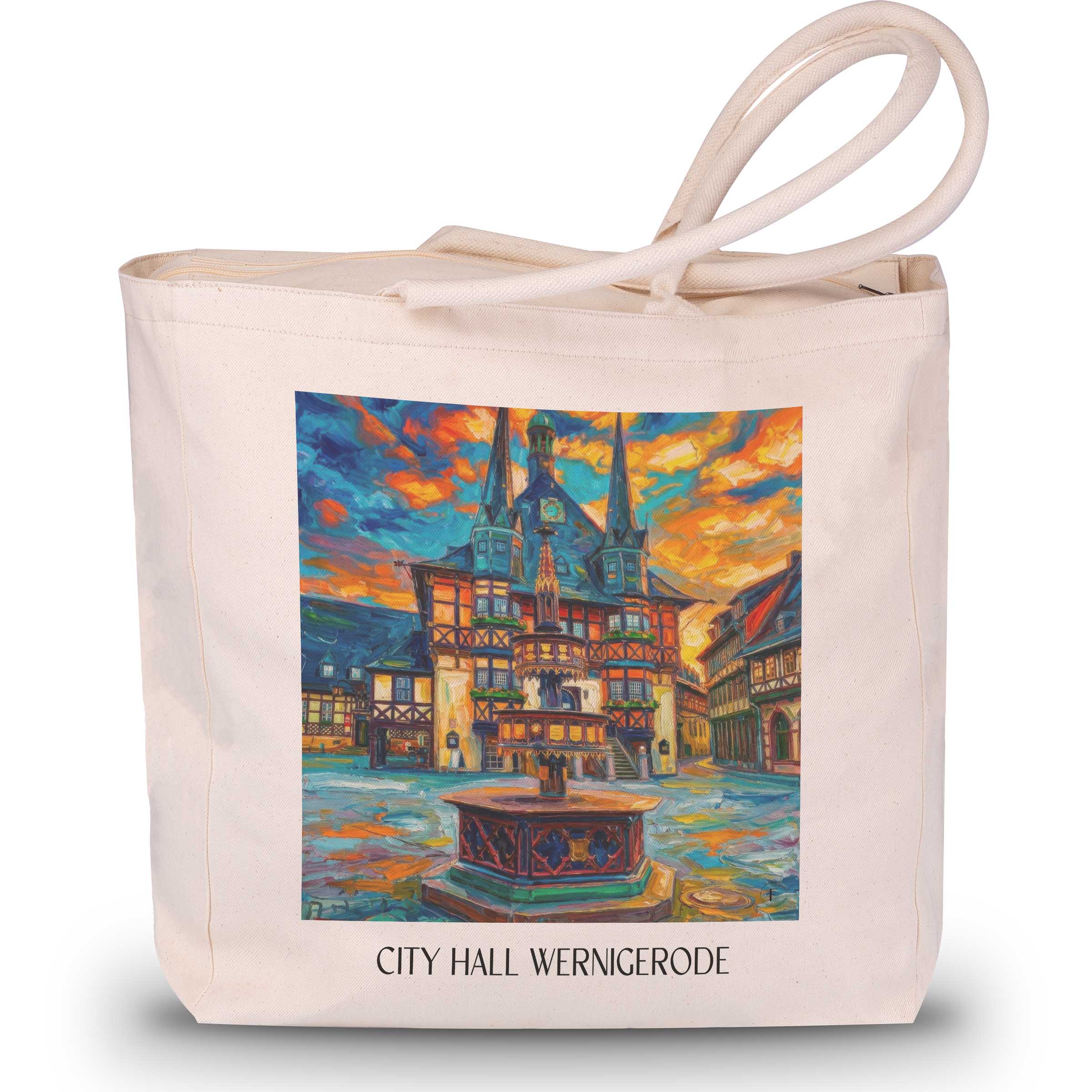 Rathaus Shopping Tasche - Wernigerode - Deutschland Tote Bag - Einkaufstasche im Ölgemälde Stil