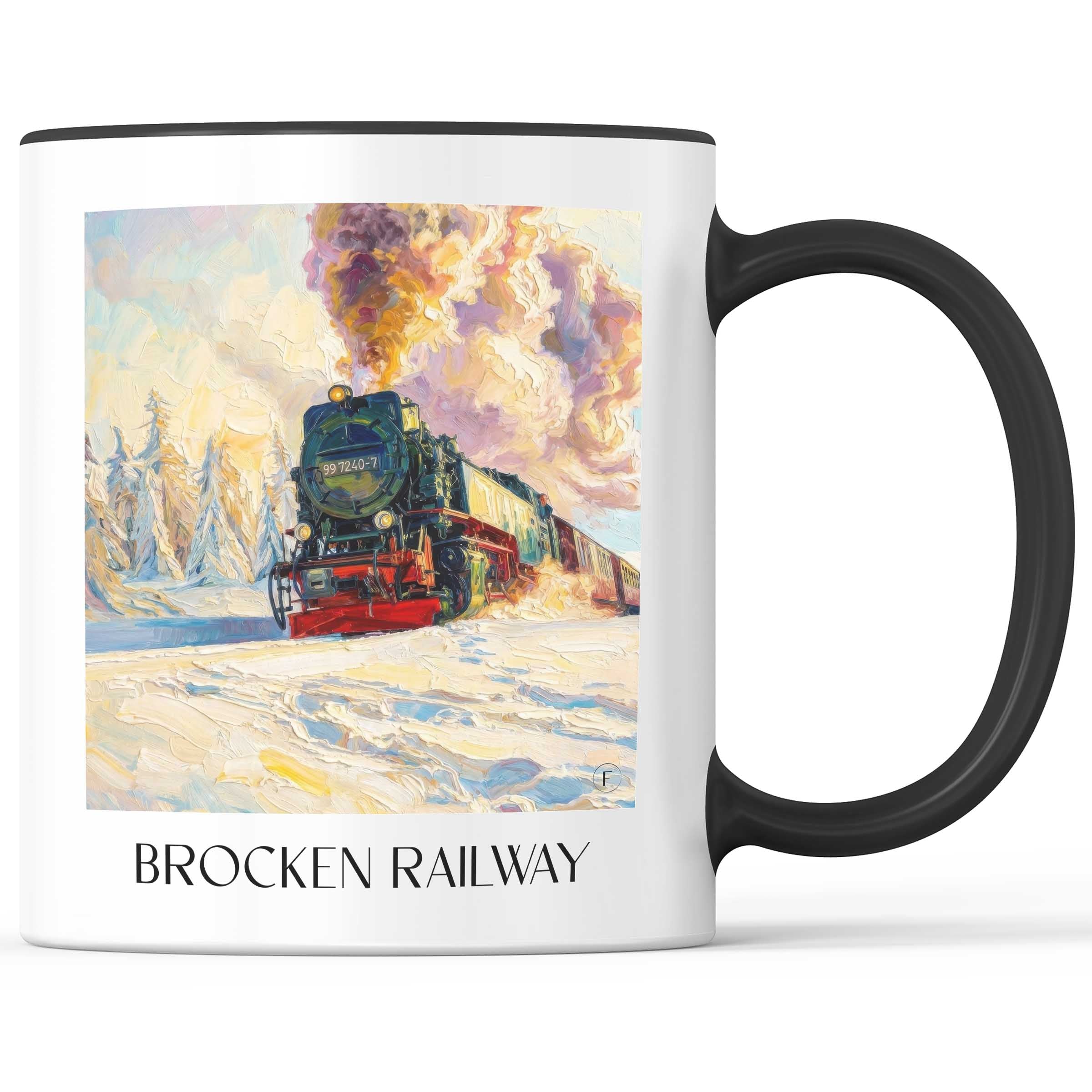 Brockenbahn Kaffeebecher - Wernigerode - Deutschland Becher - Kaffeetasse im Ölgemälde Stil