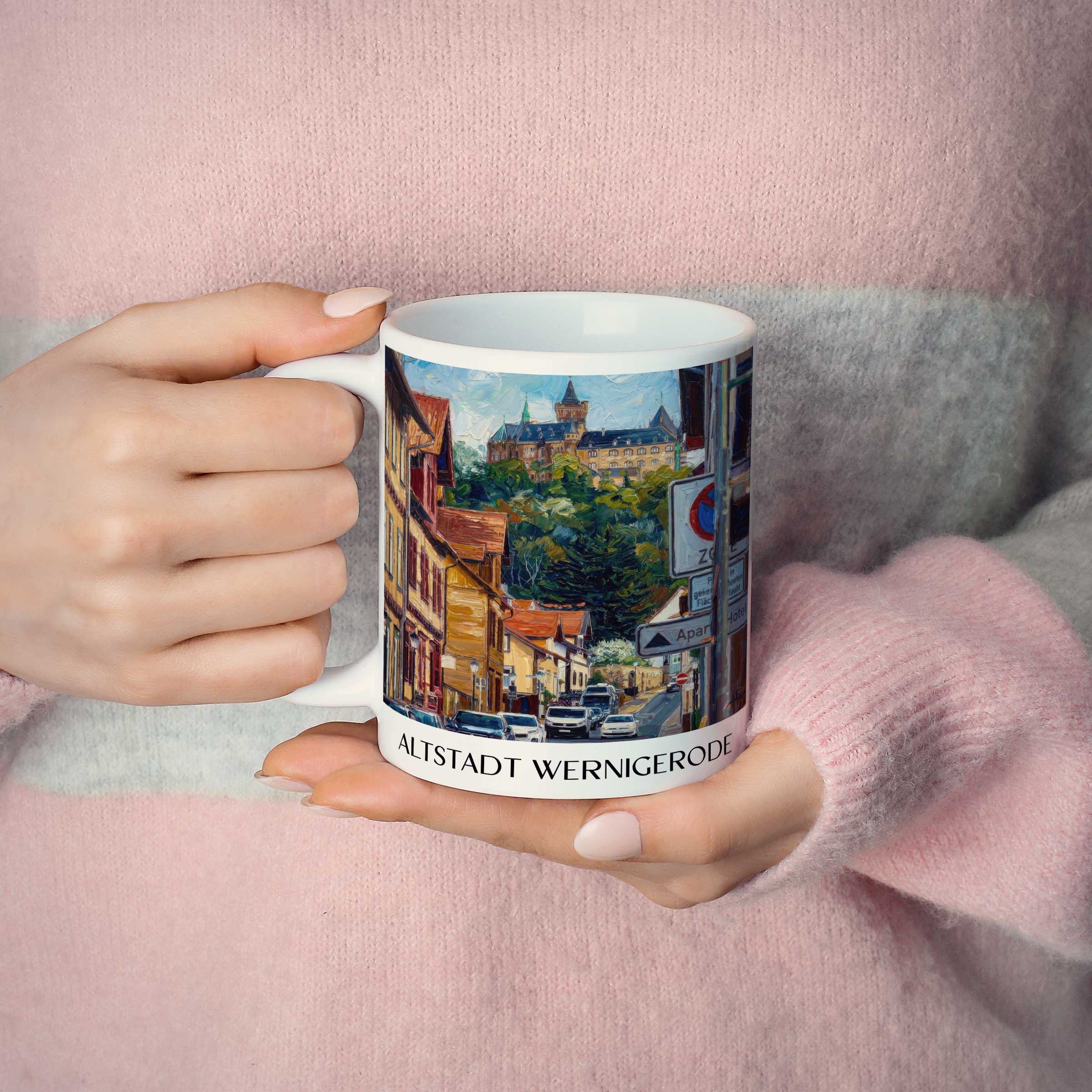 altstadt-wernigerode-deutschland-kaffeebecher-oil-painting-oelgemaelde