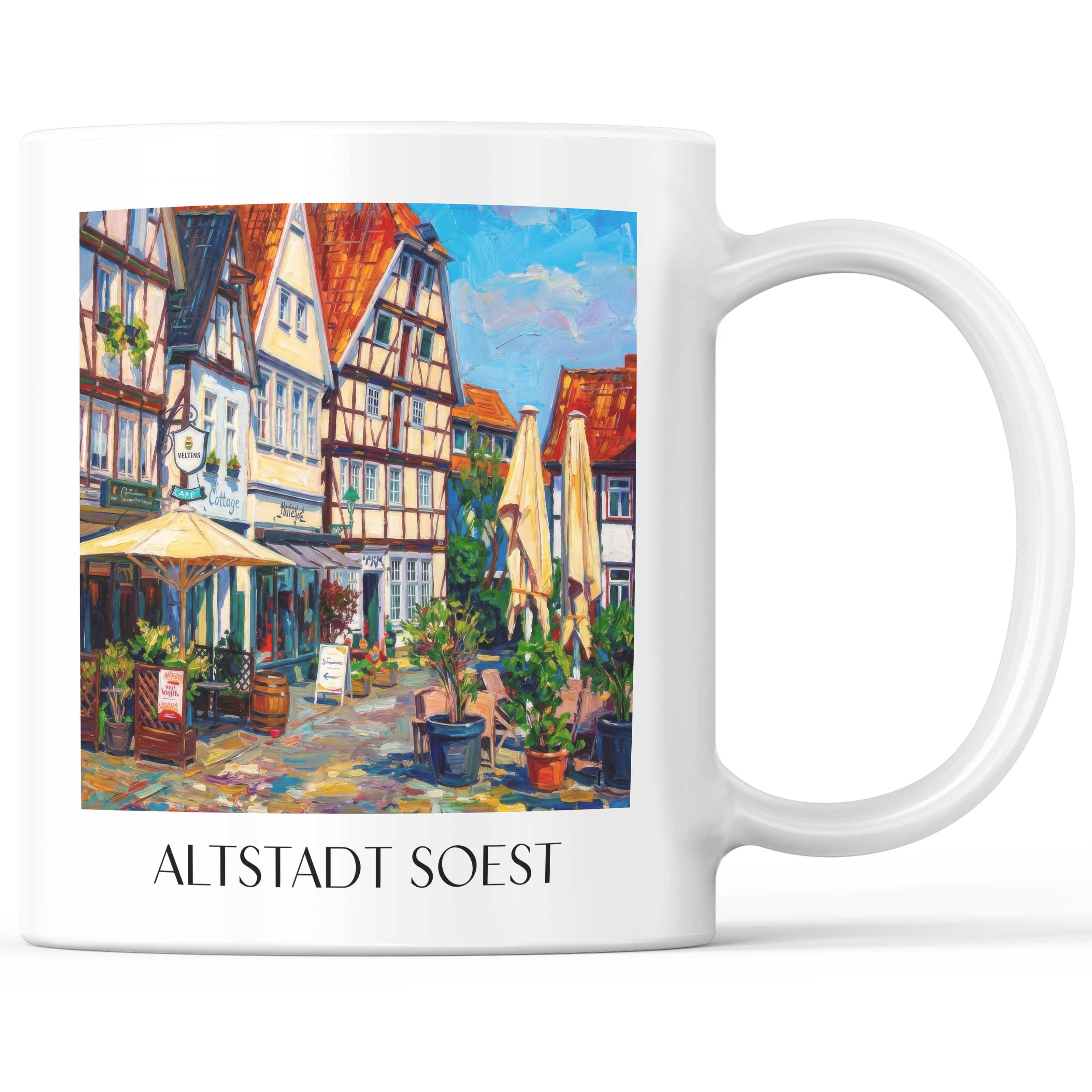 Altstadt Kaffeebecher - Soest - Deutschland Becher - Kaffeetasse im Ölgemälde Stil