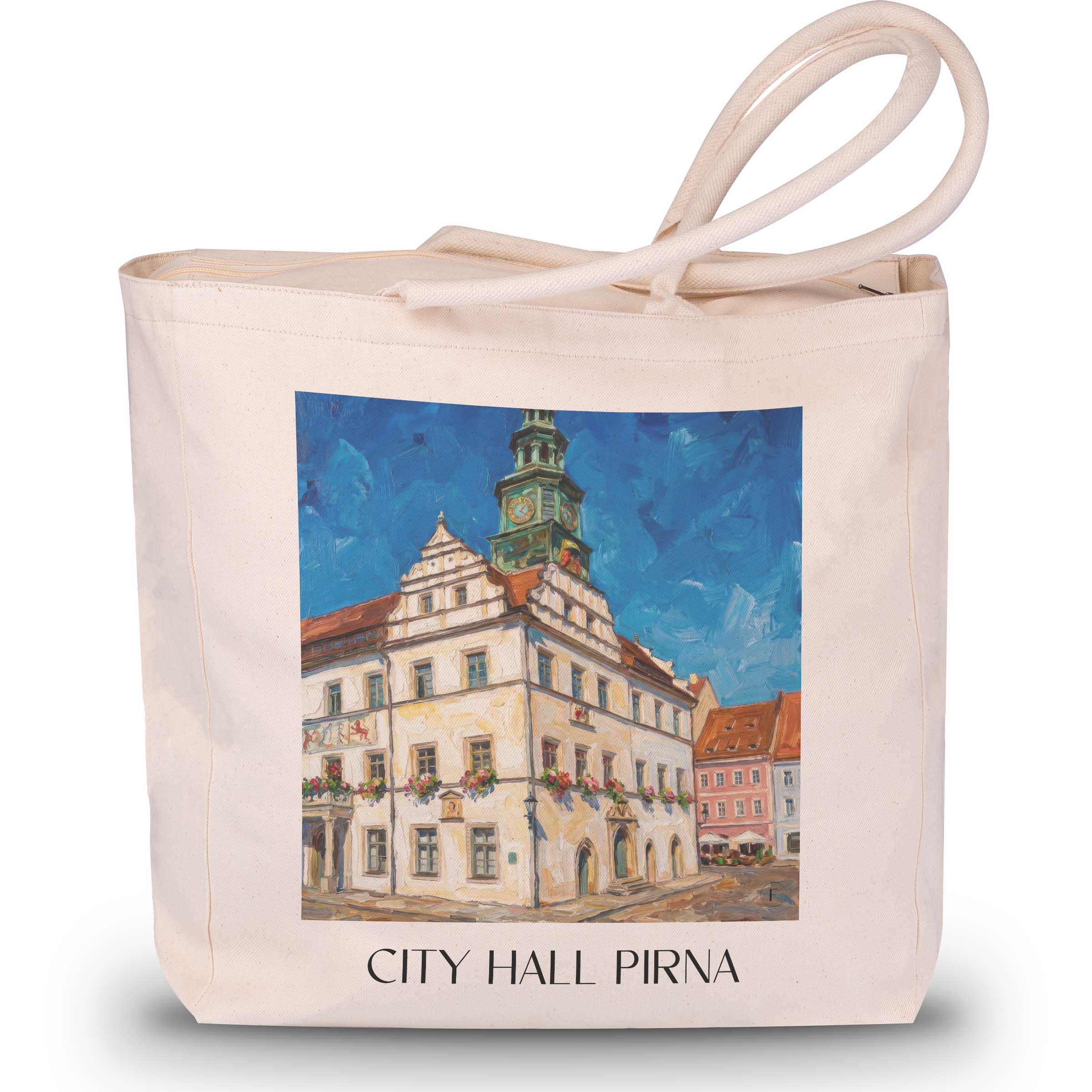 Rathaus Shopping Tasche - Pirna - Deutschland Tote Bag - Einkaufstasche im Ölgemälde Stil