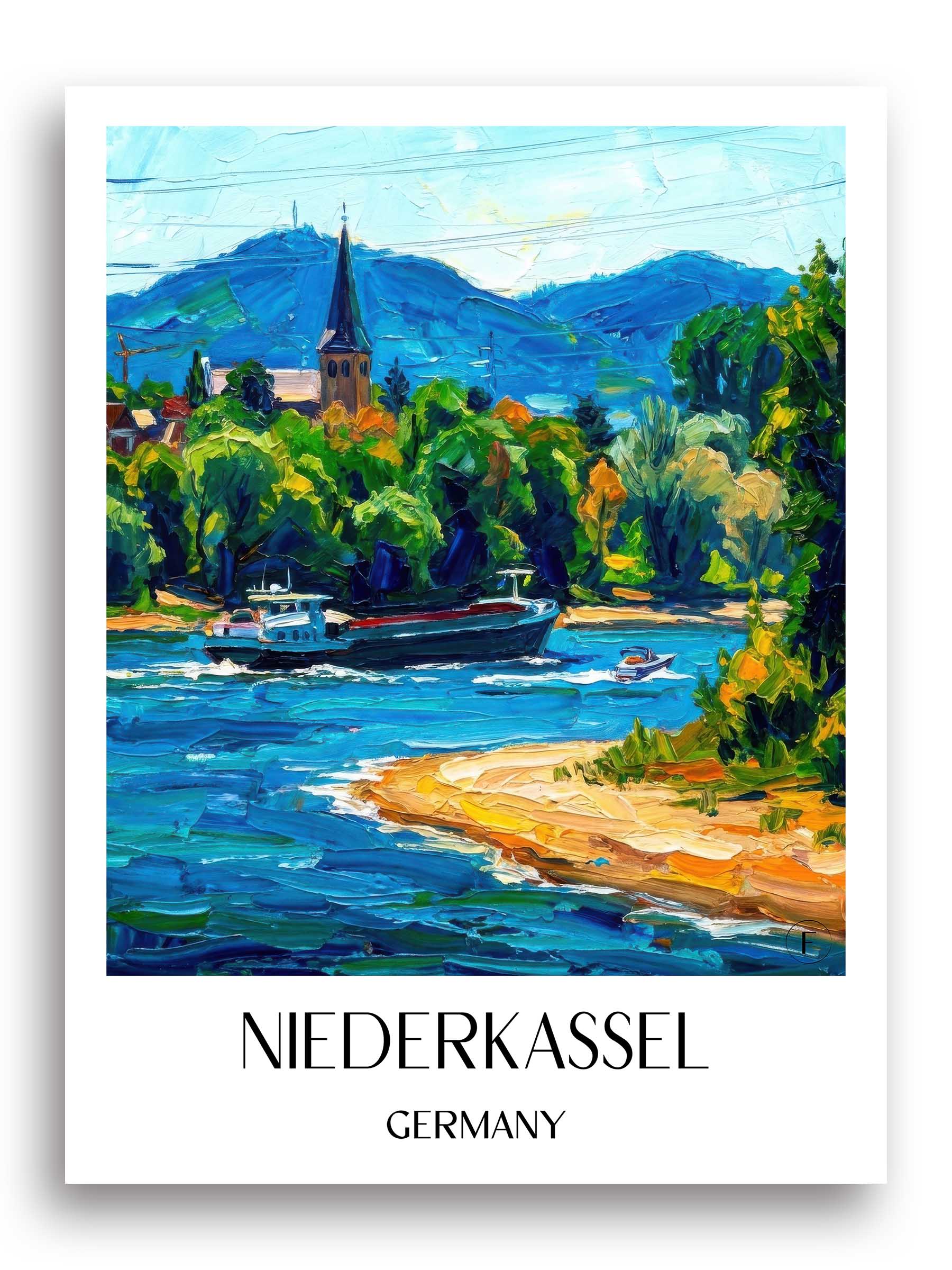 Niederkassel Poster - Rheinland - Deutschland Kunstdruck - Ölgemälde von A4 bis A1