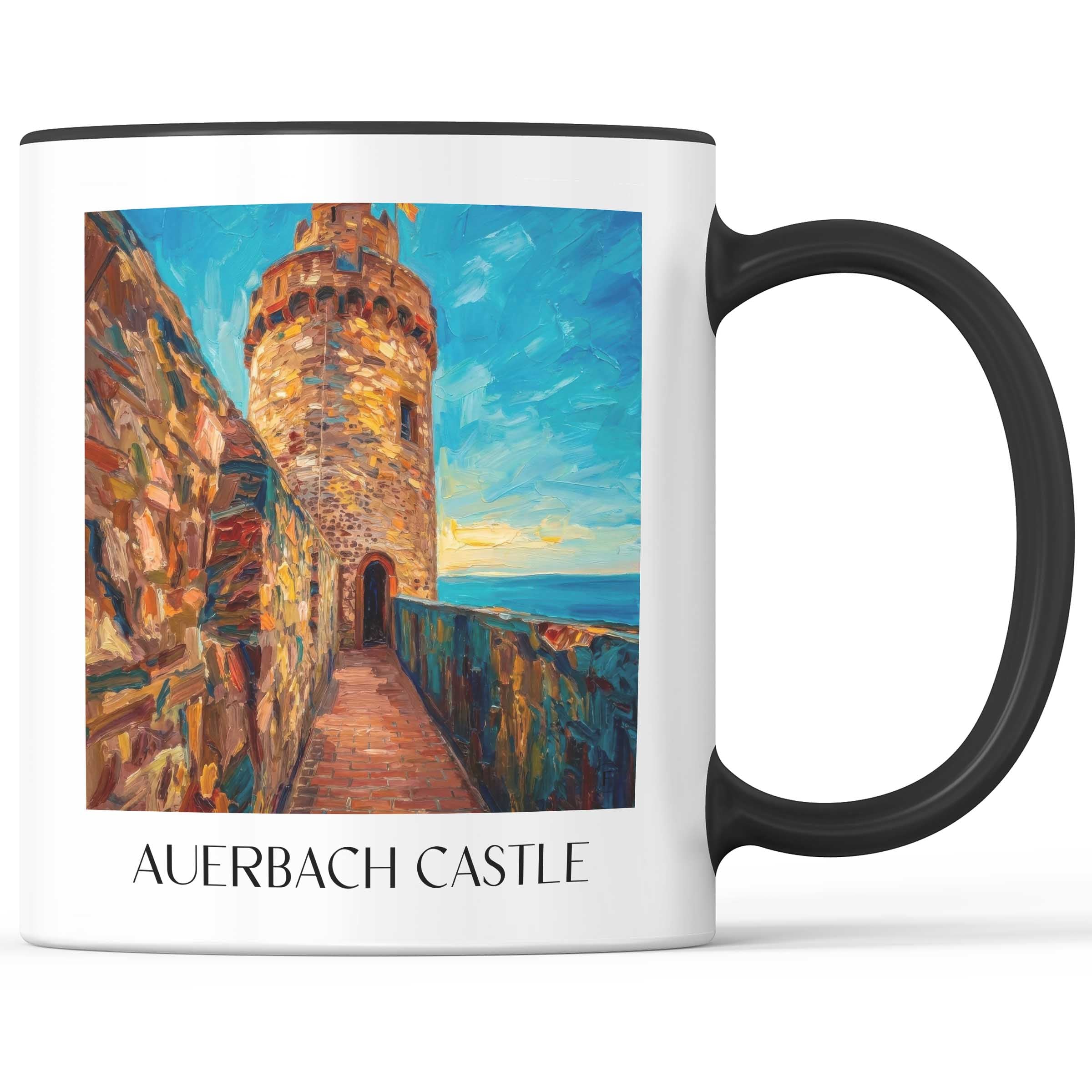 Schloß Auerbach Kaffeebecher - Bensheim - Deutschland Becher - Kaffeetasse im Ölgemälde Stil