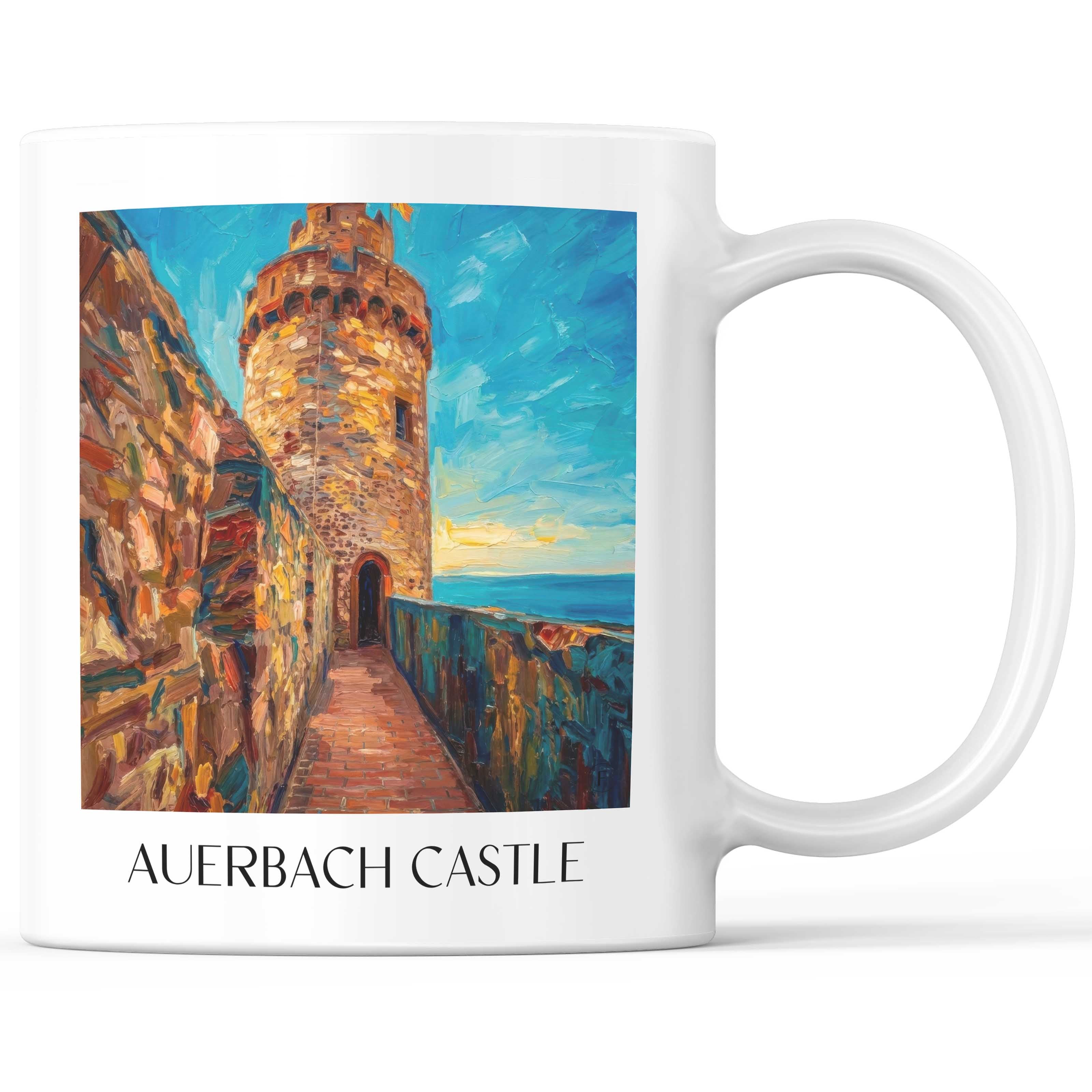 Schloß Auerbach Kaffeebecher - Bensheim - Deutschland Becher - Kaffeetasse im Ölgemälde Stil