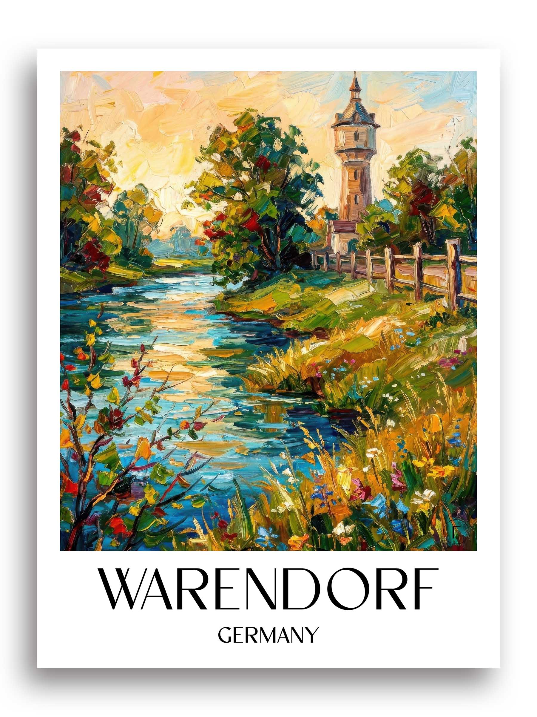 Warendorf Poster - Münsterland - Deutschland Kunstdruck - Ölgemälde von A4 bis A1