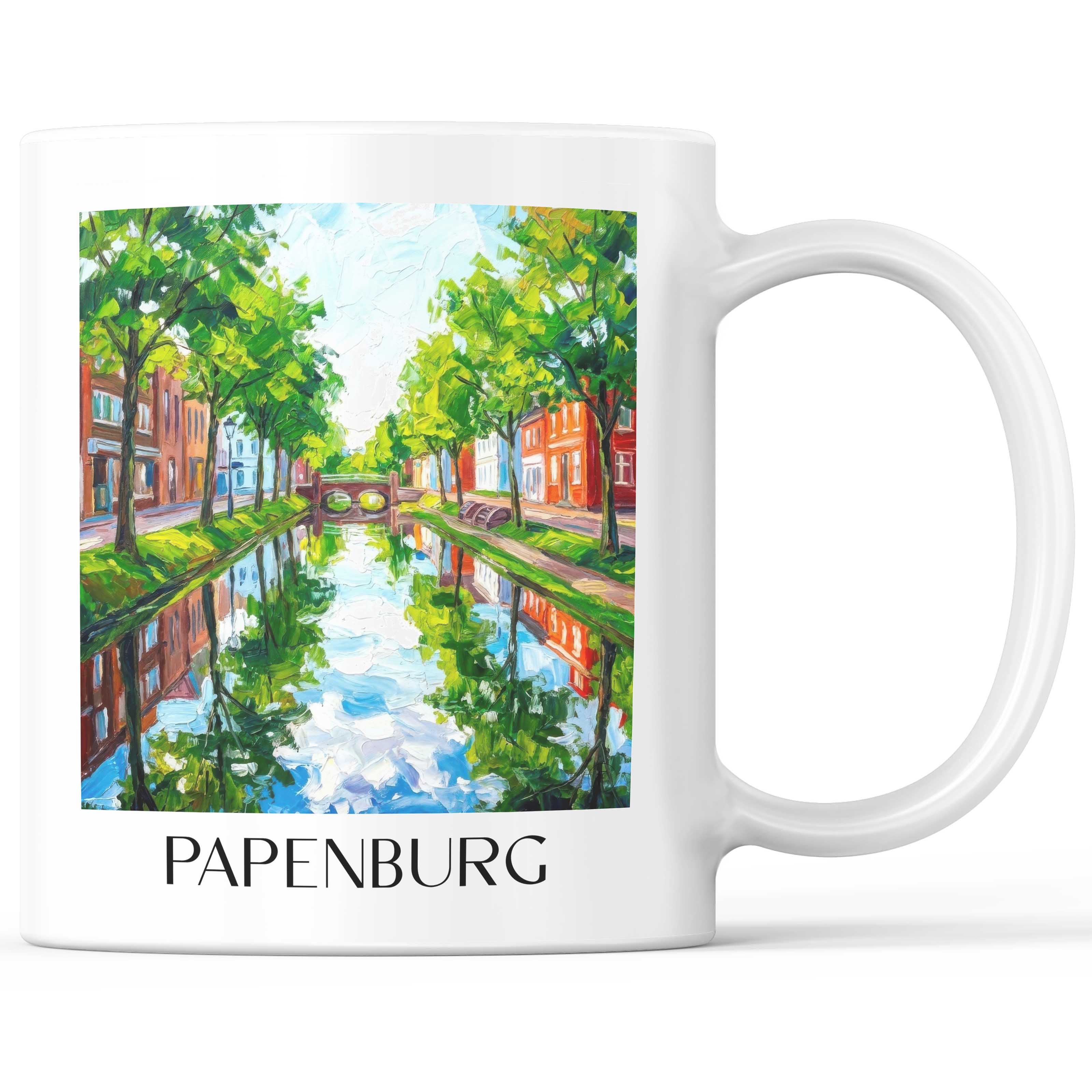 Papenburg Kaffeebecher - Niedersachsen - Deutschland Becher - Kaffeetasse im Ölgemälde Stil