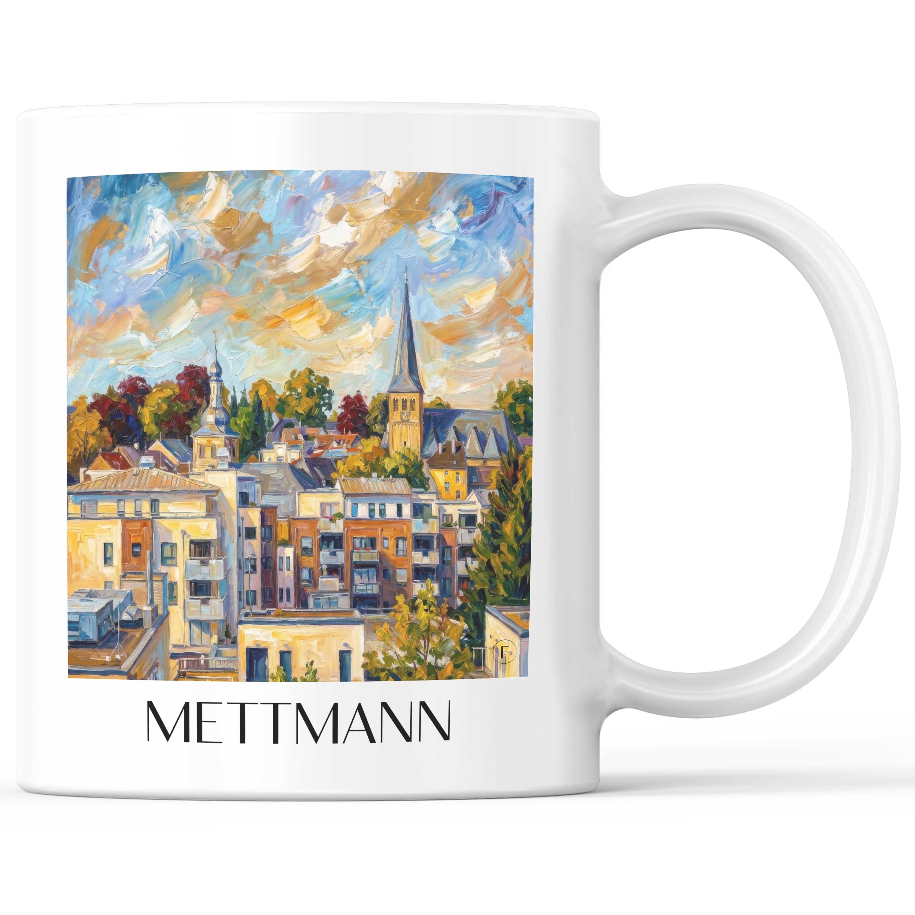 Mettmann Kaffeebecher - Rheinland - Deutschland Becher - Kaffeetasse im Ölgemälde Stil
